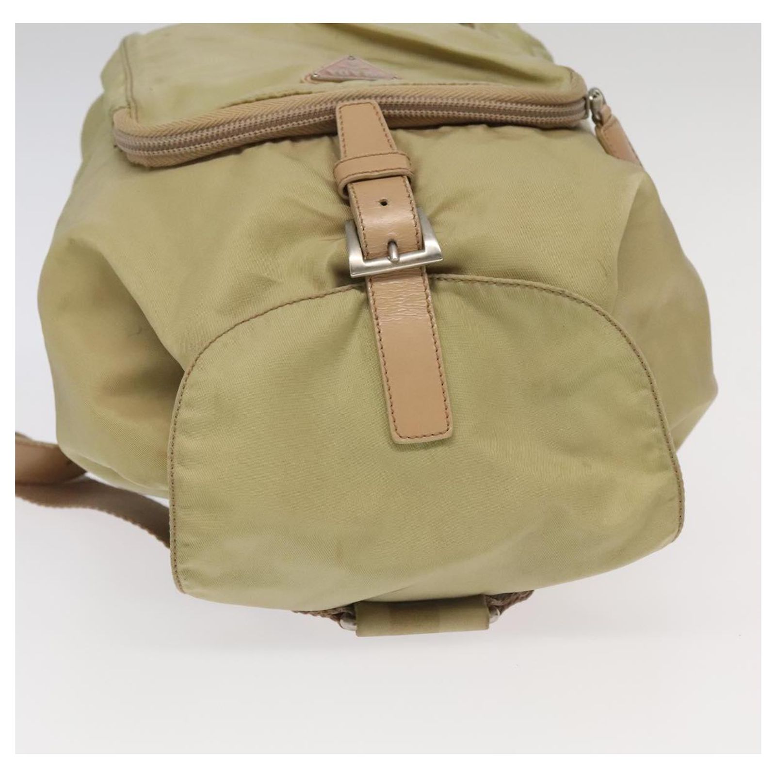 PRADA Backpack Nylon Khaki Silver Auth 98100 Silvery ref  display picture 1