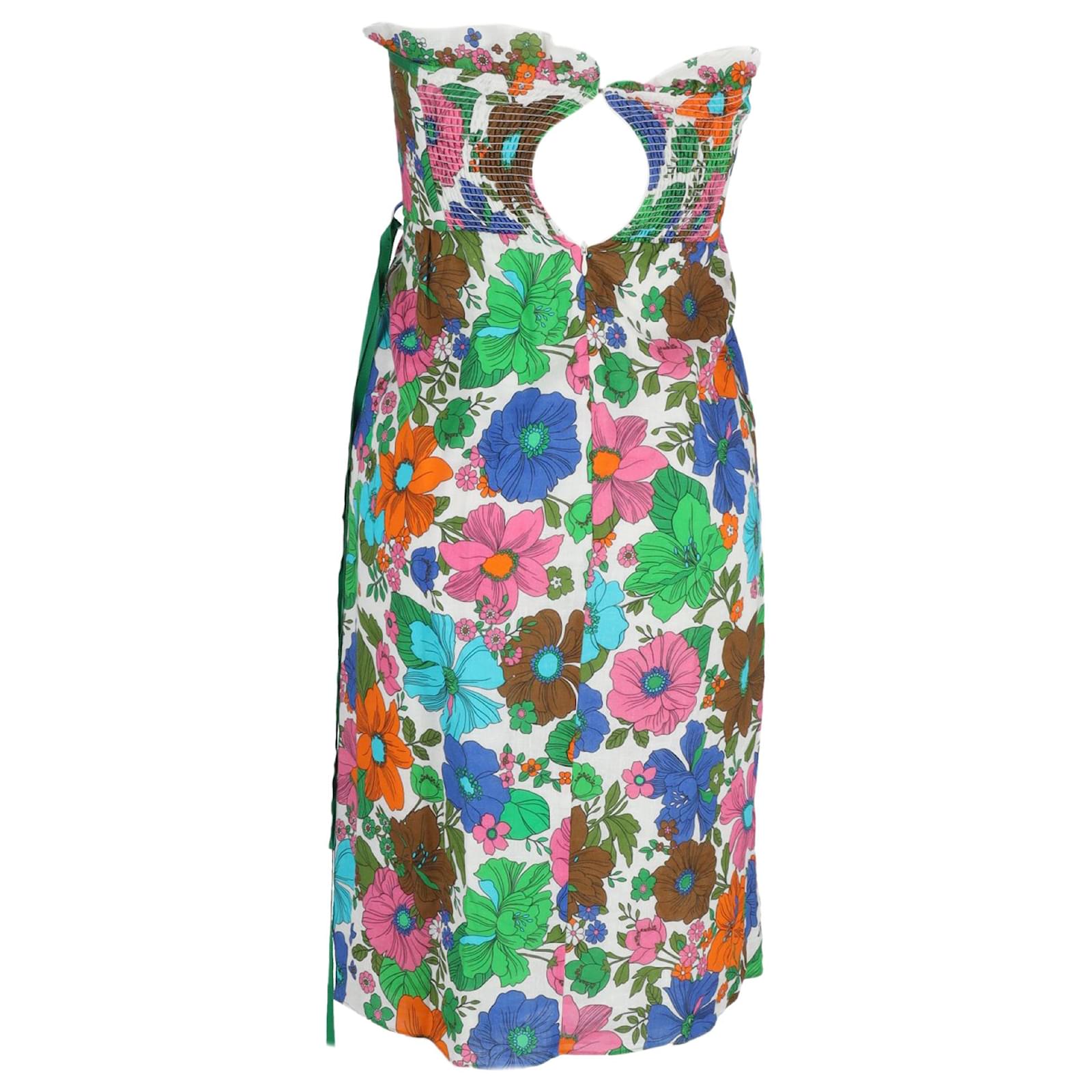 riders midi dress by zimmermann Zimmermann Riders Floral Print Midi Wrap Effect Dress Linen Sundress Size 4