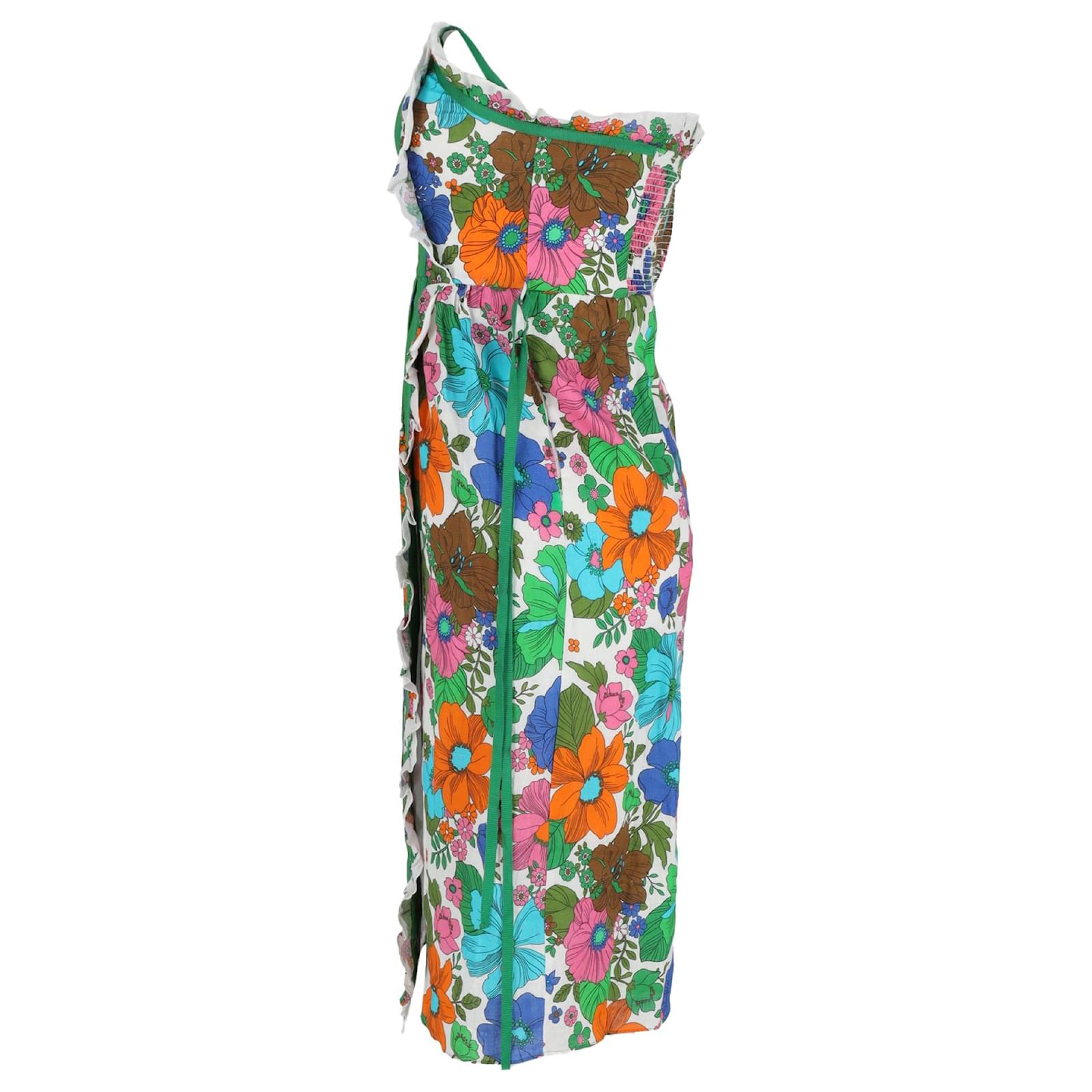 Zimmermann Riders Floral Print Midi Wrap-Effect Dress in Multicolor Linen  (Sold) - Joli Closet