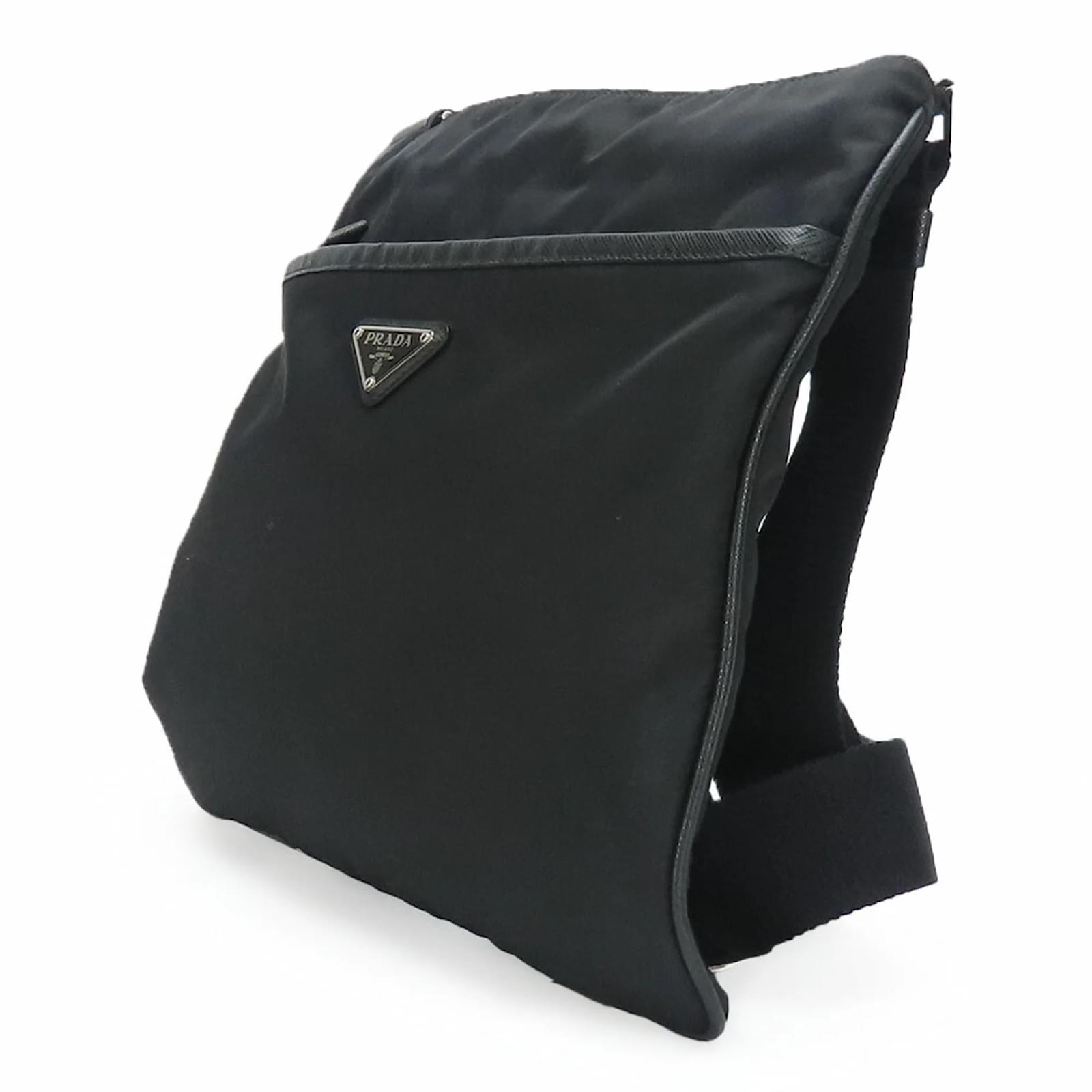 バッグ PRADA LEATHER NYLON SHOULDER HAND BAG Prada // Black Nylon & Leather Easy Shoulder Bag – VSP