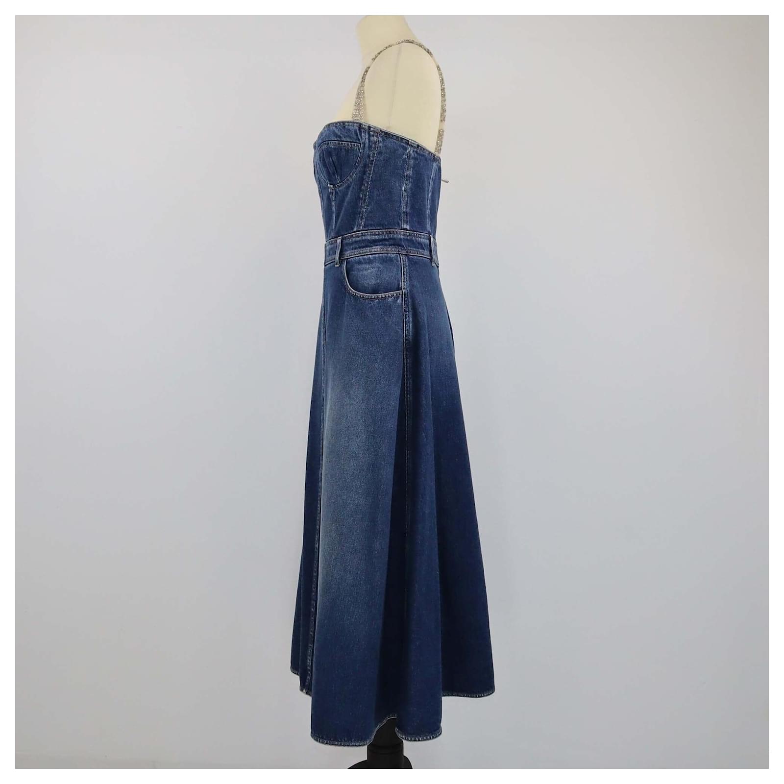 Christian Dior Navy Blue Sleeveless Midi Denim Dress Cotton ref.JC1820461  (Sold) - Joli Closet