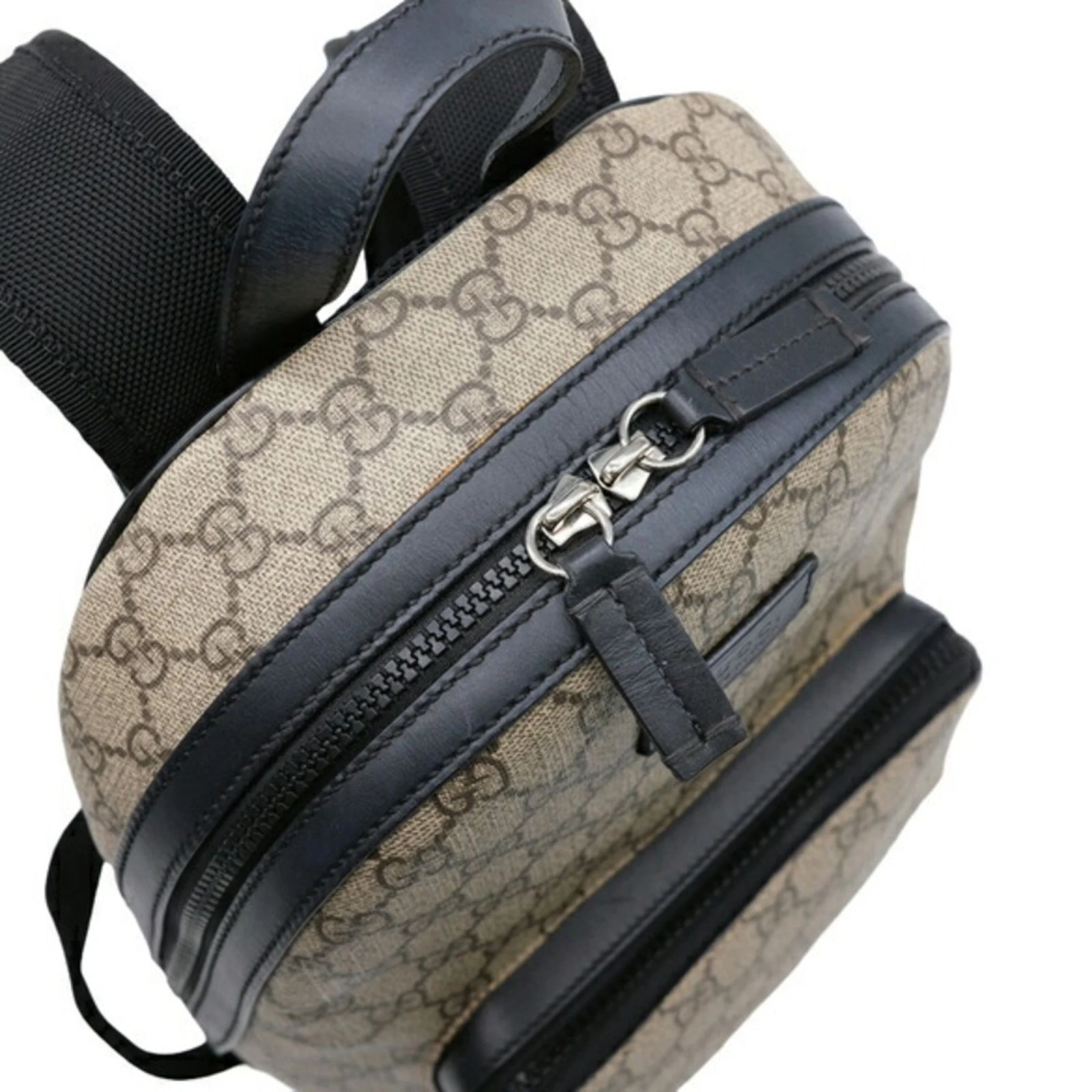 Gucci GG Supreme Rucksack Backpack Black Beige Leather Cloth  display picture 1