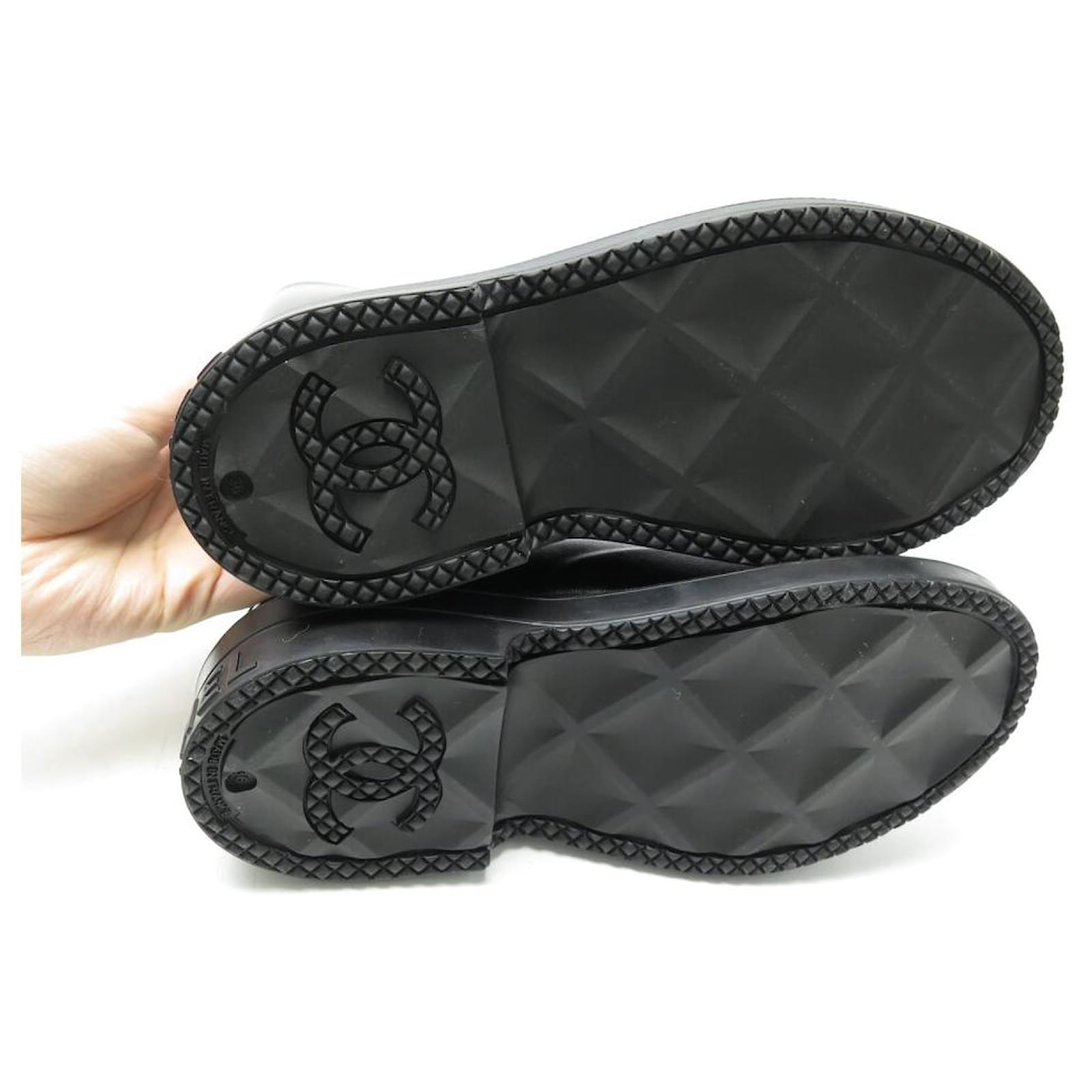 NINE CHANEL RAIN BOOTS CC LOGO 36 RUBBER BOOTS SHOES Black ref