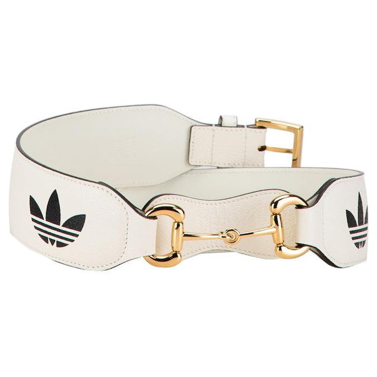 ☆ ADIDAS x GUCCI Leather Horsebit Belt コラボベルト ☆ Gucci x Adidas Leather Horsebit Belt White ref.1825342
