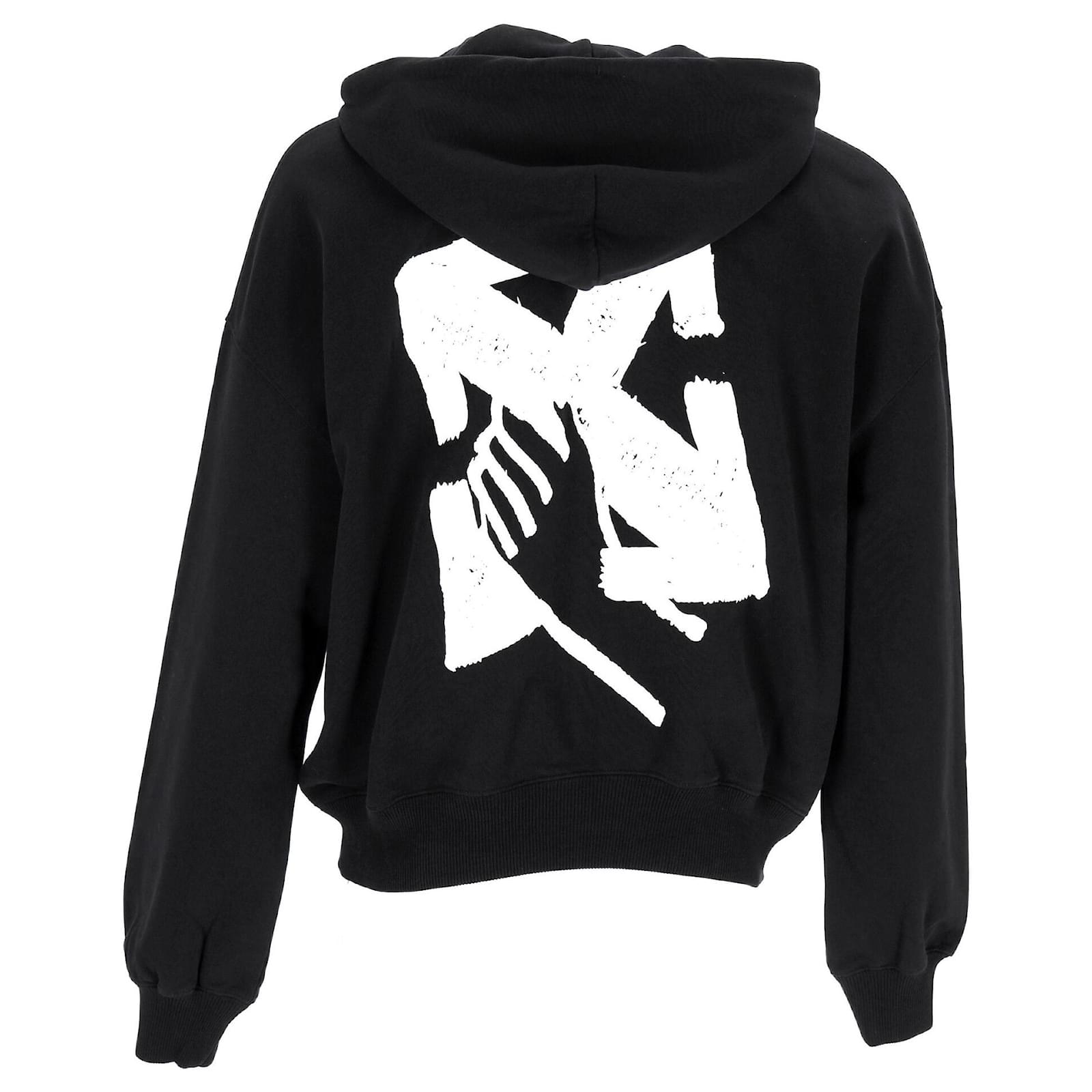 Cotton Hoodie Off White Motif Hoodie Bright White Casual Premium