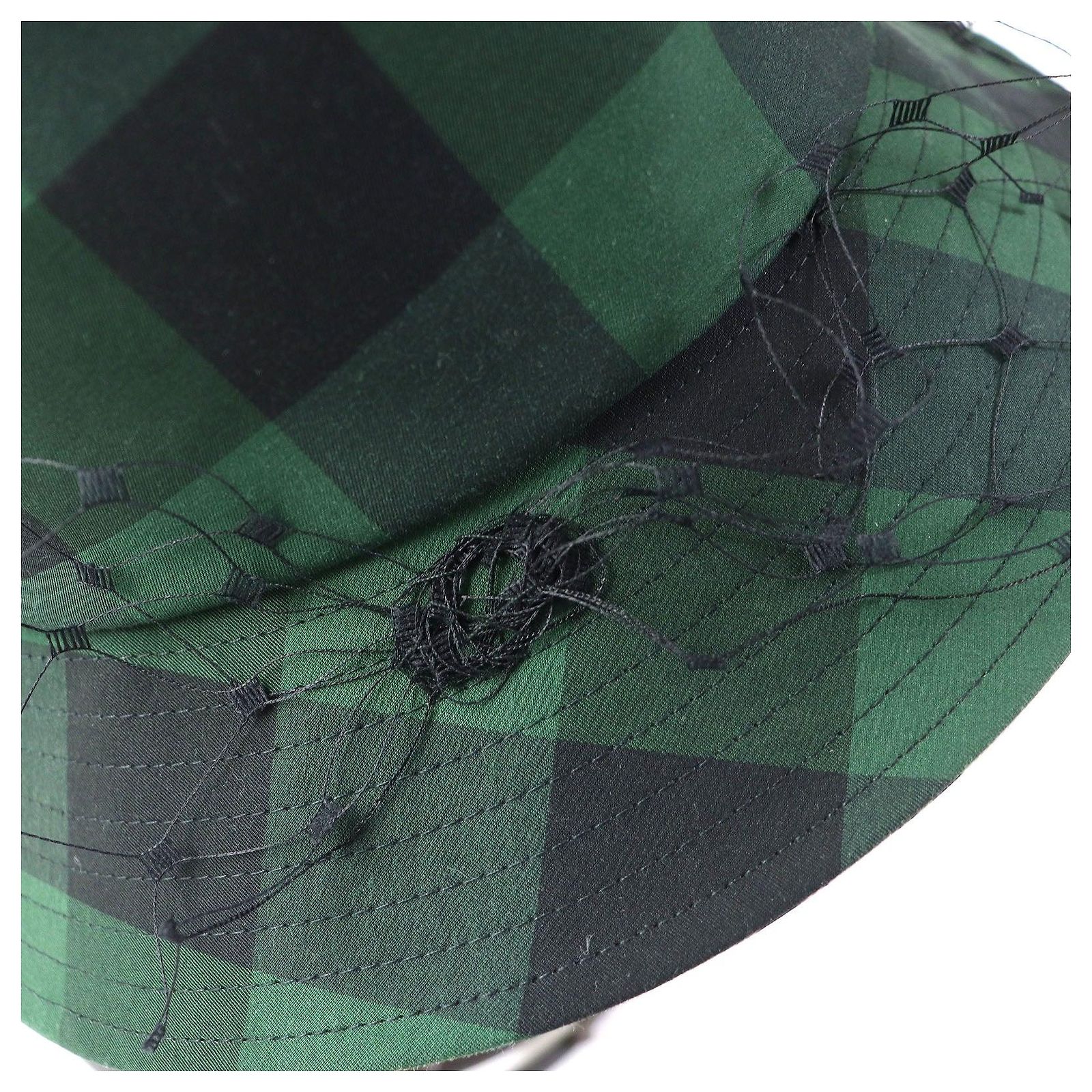 Christian Dior Check Pattern Bucket Hat Bucket Veil Bob Hat Tulle Oblique Green Dioriviera Dior Oblique Sun Stripes Bucket Hat Gray and Blue  main image 4