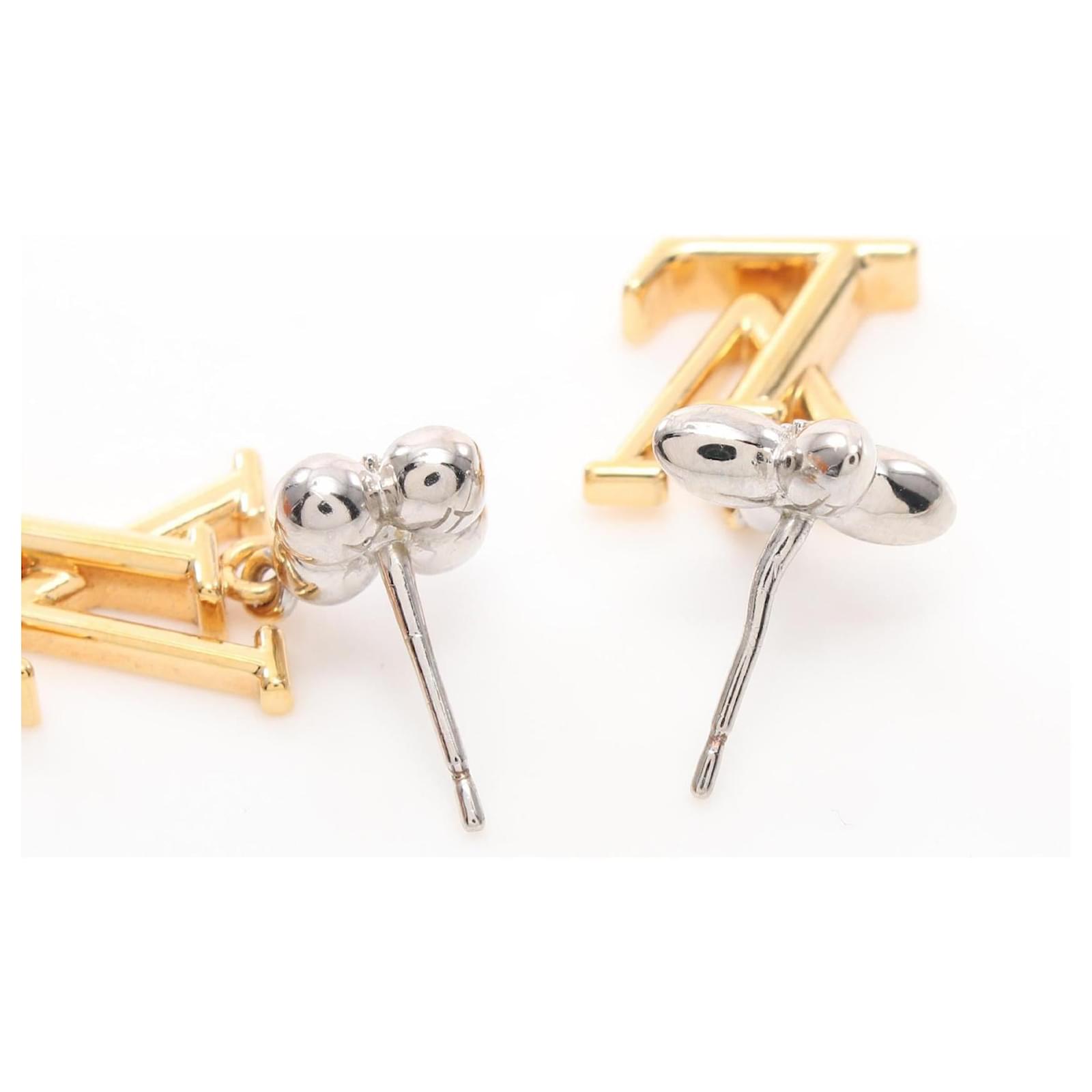 Louis Vuitton Iconic Flower Earrings M01287 Golden Metallic Metal
