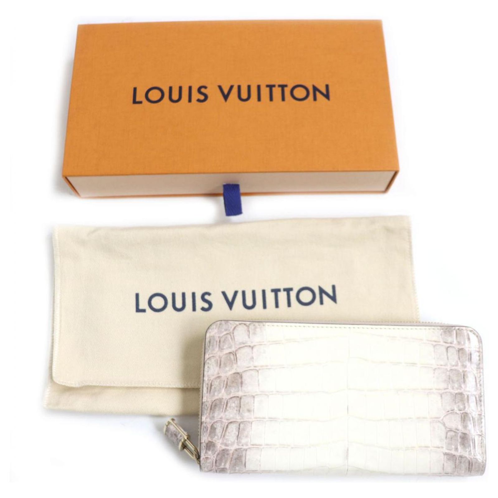 Louis Vuitton Crocodile Leather Zip Wallet N99727 White ref