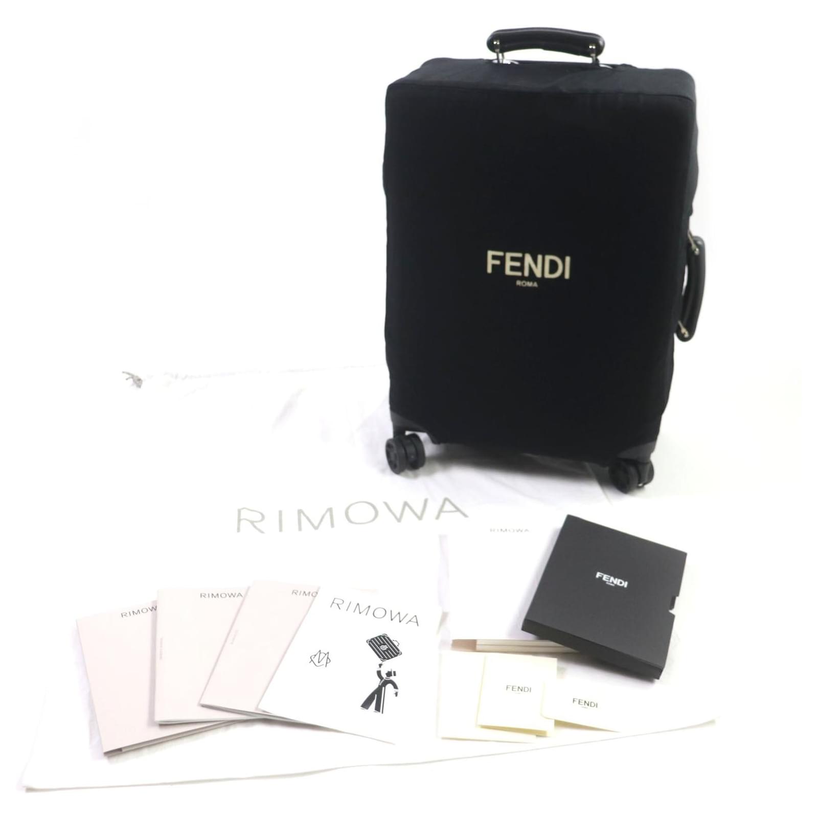 Fendi RIMOWA Classic Cabin S Aluminum Suitcase Black Metal