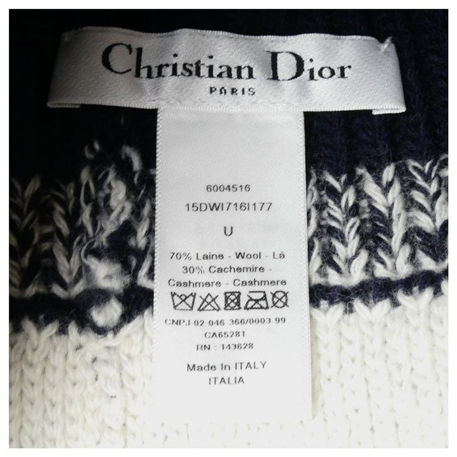 Christian Dior Dior D-White Wool Cashmere Beanie Hat Blue 