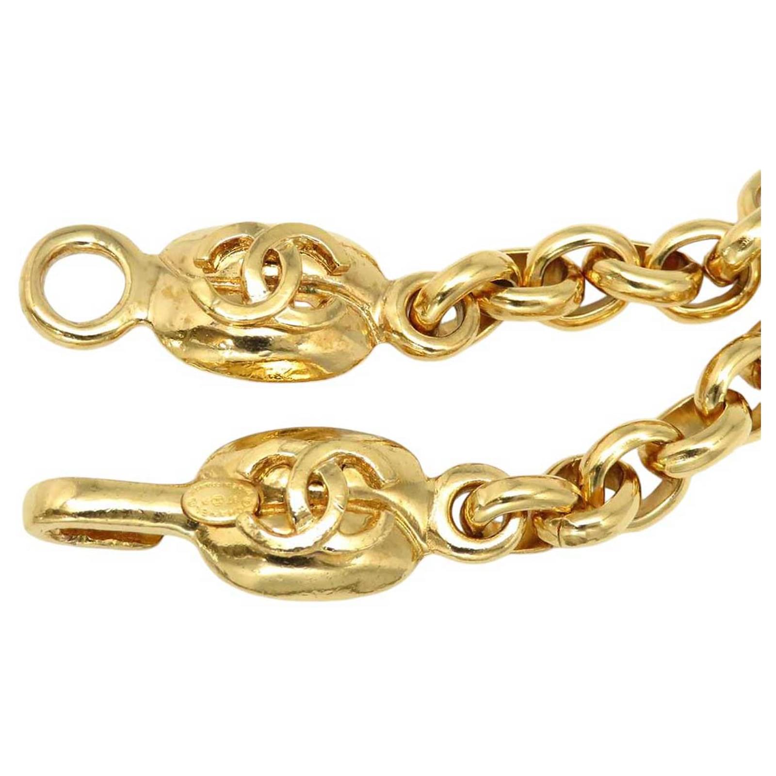Chanel Vintage Coco Mark Kettengürtel Golden Metallisch Metall ref