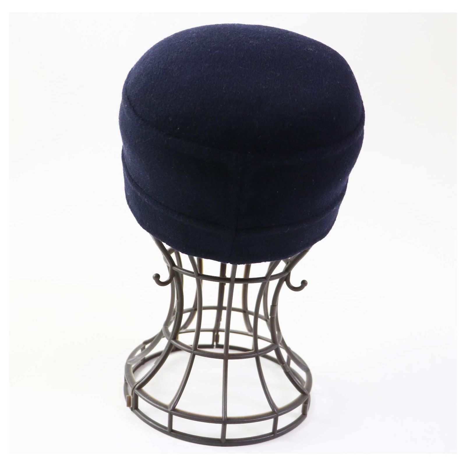 Christian Dior Dior Wool Silk Oblique Cap Dark Navy Blue ref  display picture 3