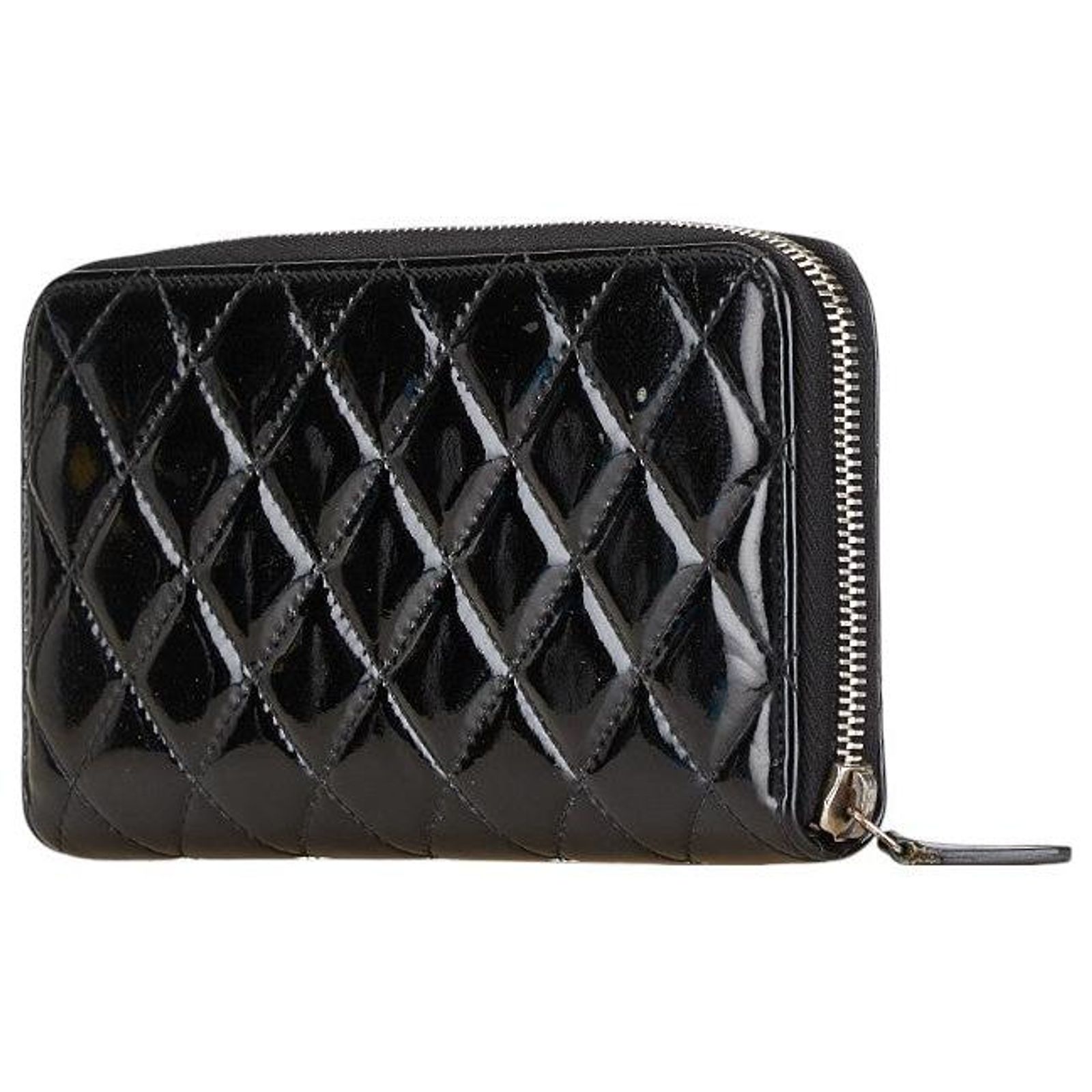 Chanel Matelasse Round Zip Wallet Black Leather ref.1828142 - Joli Closet