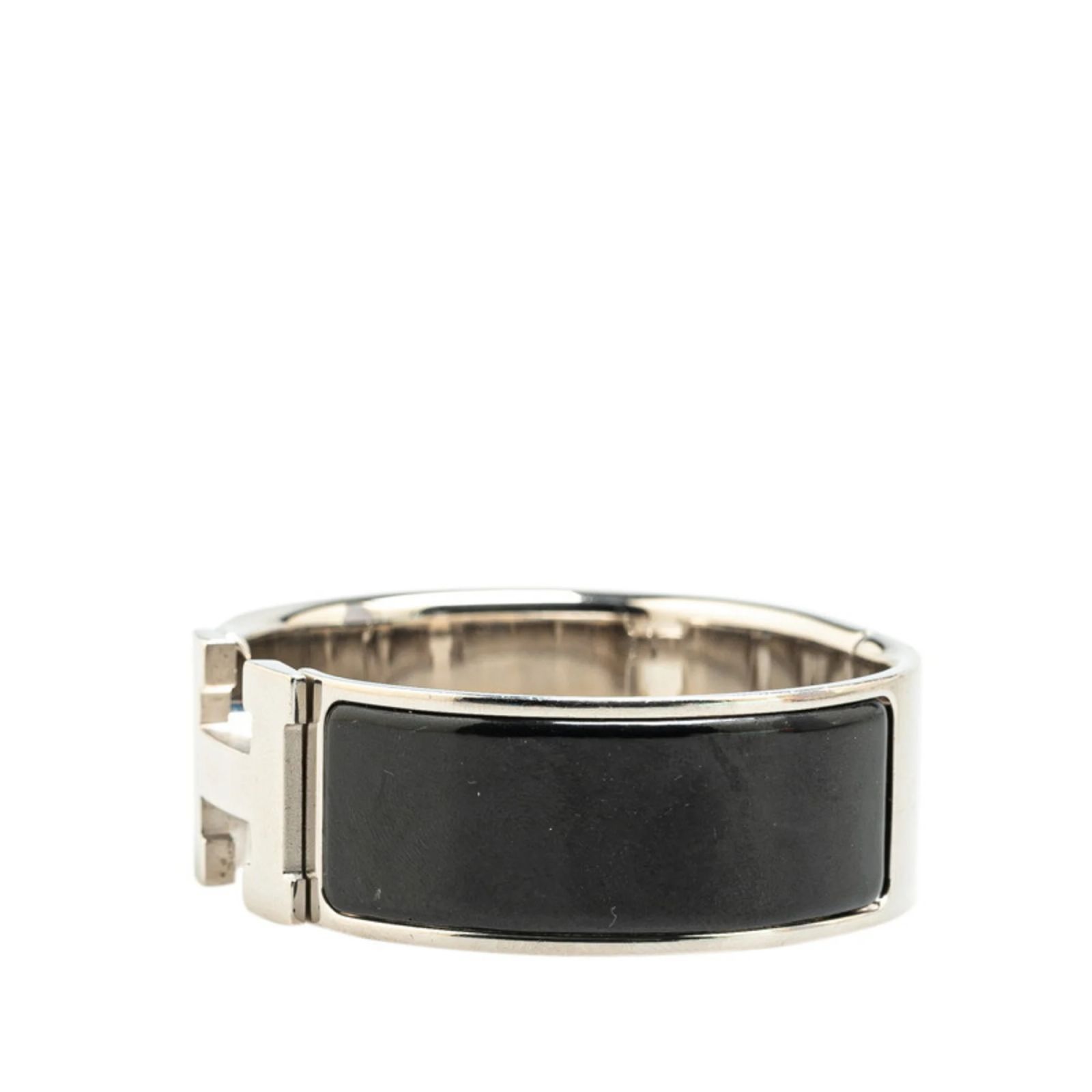 Hermès Hermes Click-Clack H GM Bangle Black Silvery Metal ref.1830619 ...
