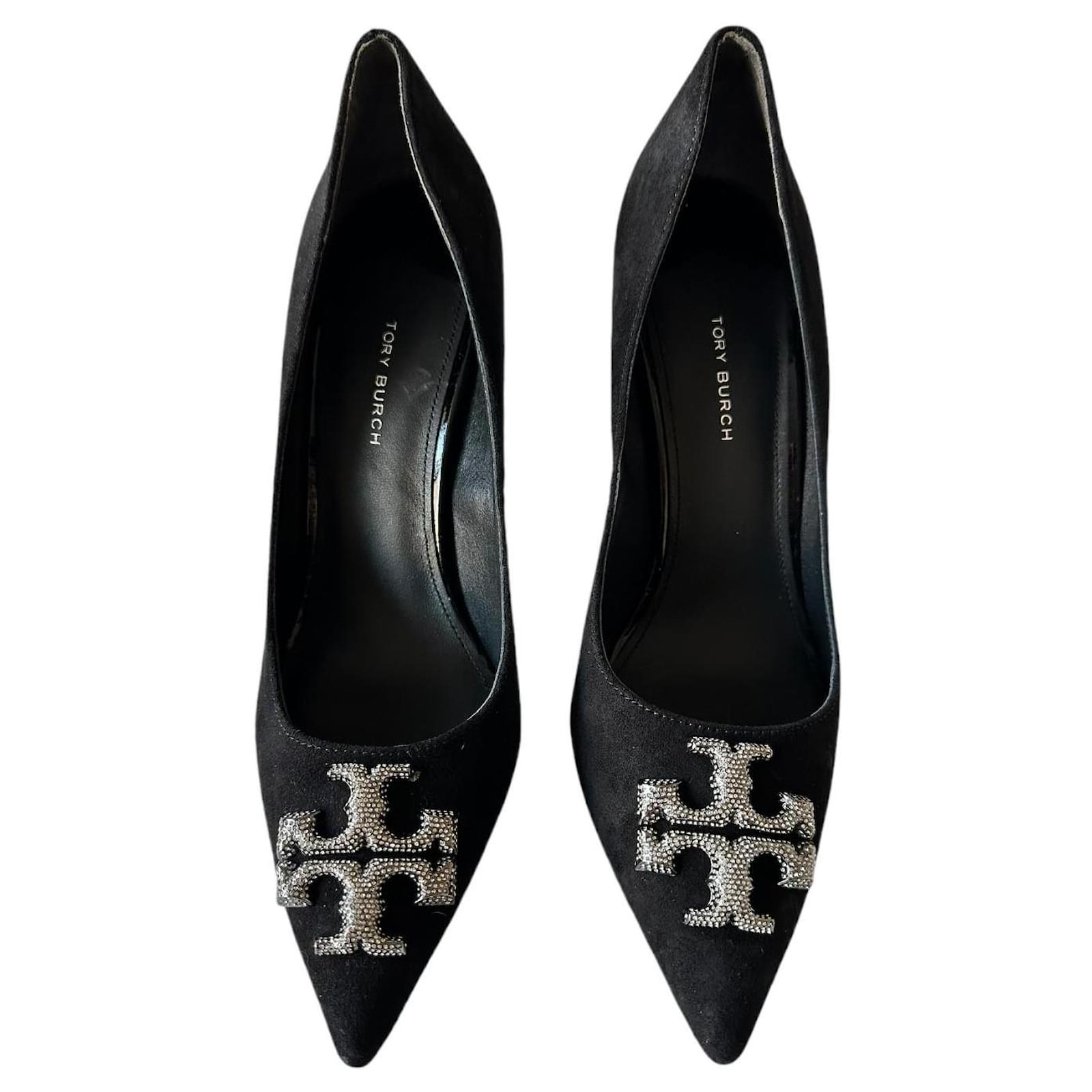 Tory Burch Black suede Eleanor pumps Joli Closet