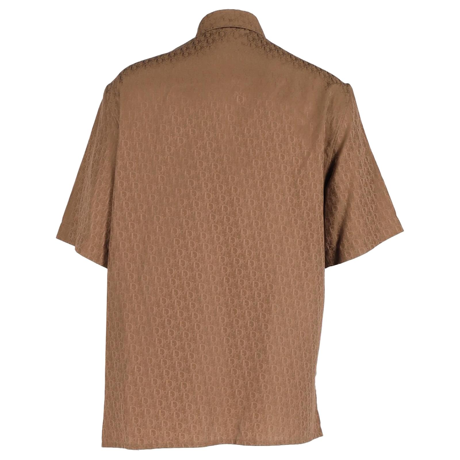 Christian Dior Dior 2021 Oblique Jacquard Shirt in Brown Silk ref