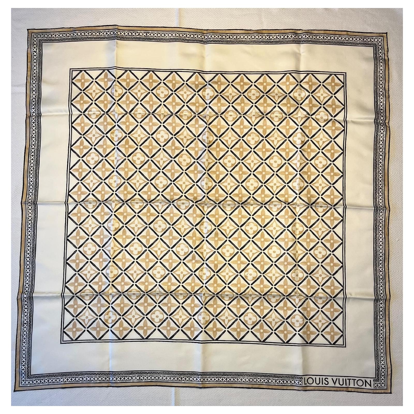 Louis Vuitton Monogram Flower Tile Silk Square 90 Beige ref