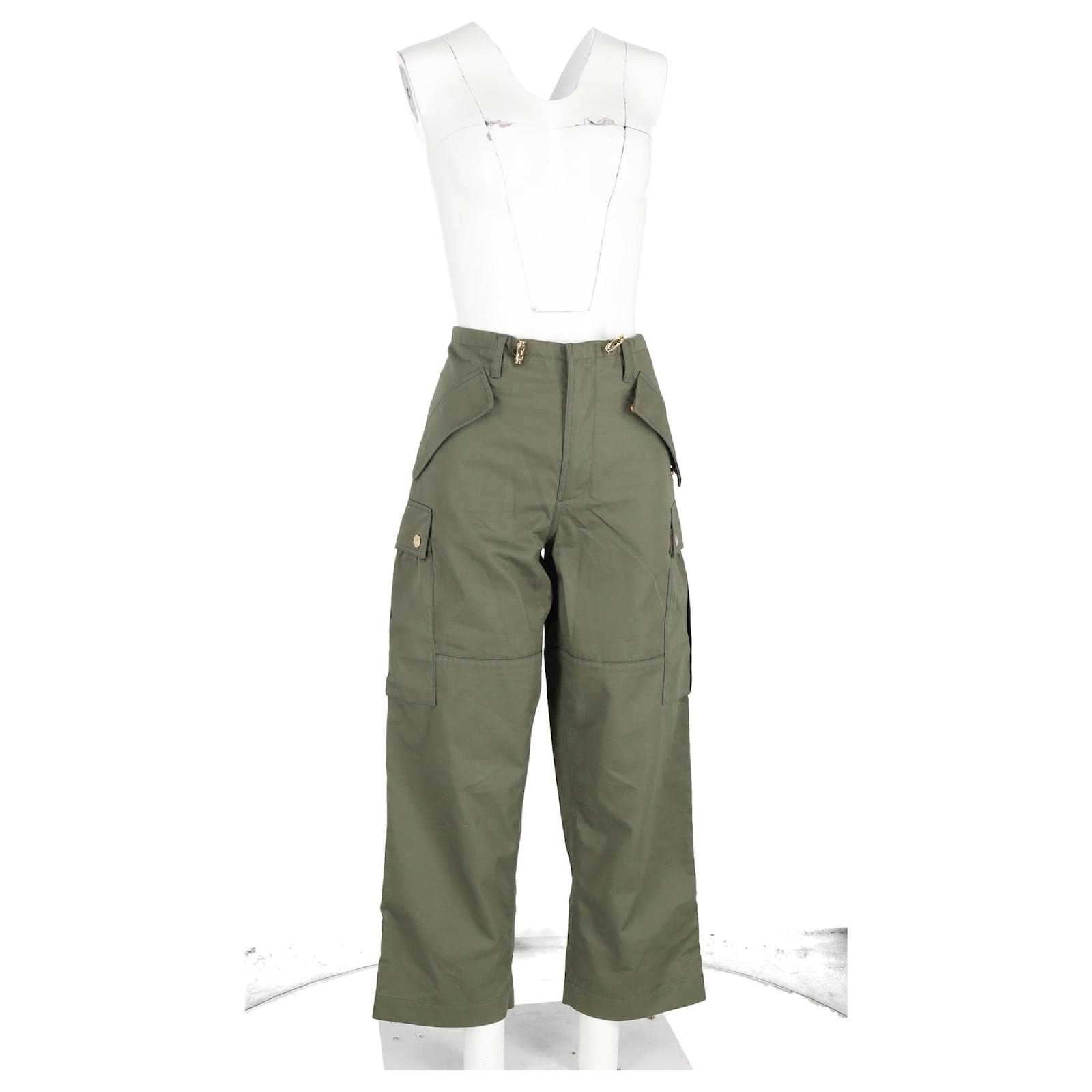 Céline Celine Cargo Pants in Green Cotton Olive green ref.1834718