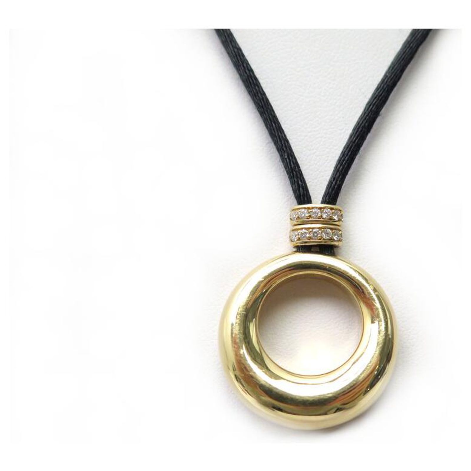 CHAUMET NECKLACE PENDANT RING GM 18K YELLOW GOLD 19GR & DIAMONDS Golden ...