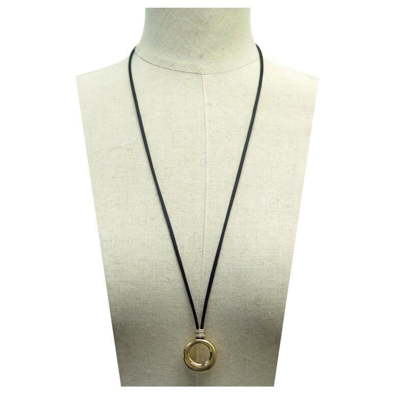 CHAUMET NECKLACE PENDANT RING GM 18K YELLOW GOLD 19GR & DIAMONDS Golden ...