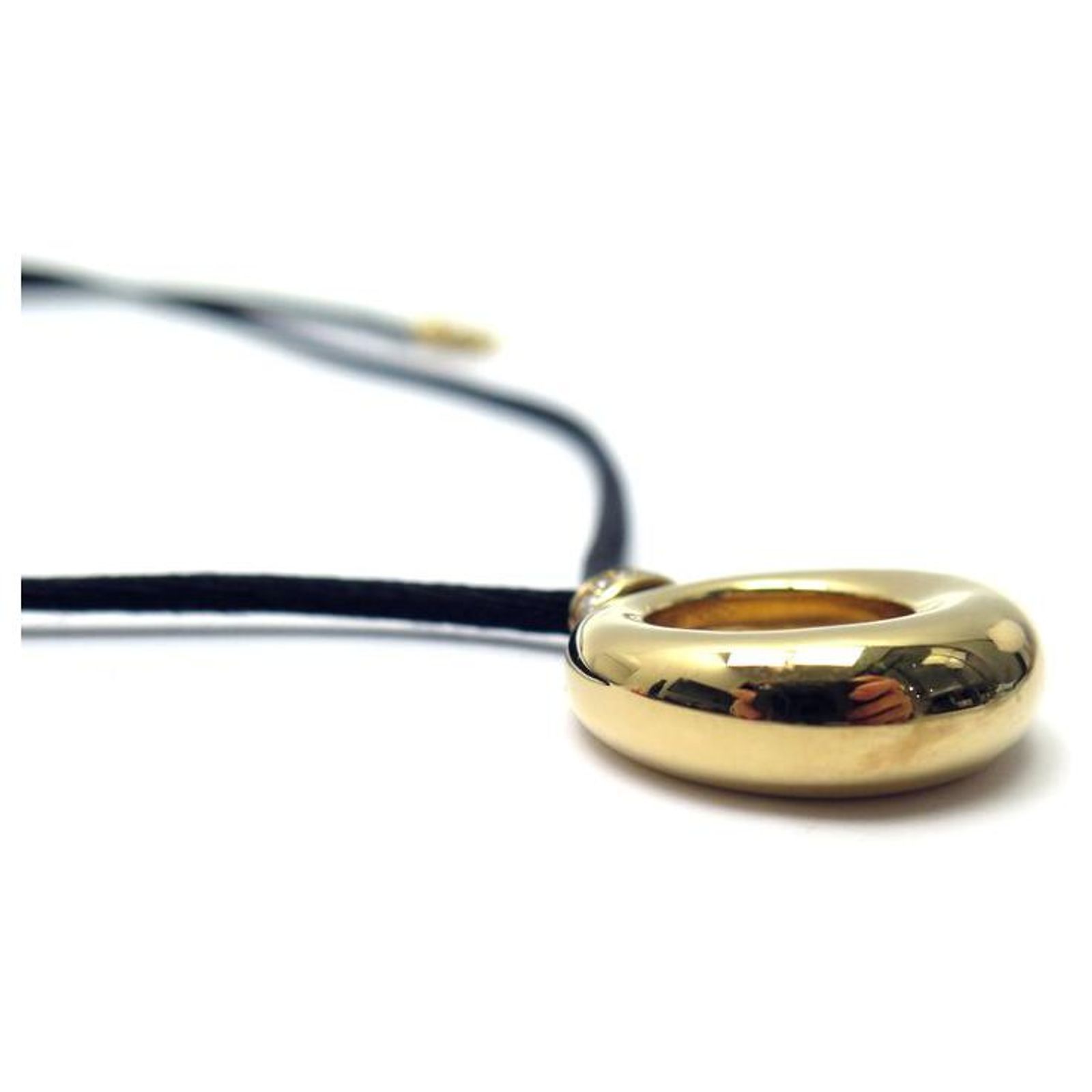 CHAUMET NECKLACE PENDANT RING GM 18K YELLOW GOLD 19GR & DIAMONDS Golden ...