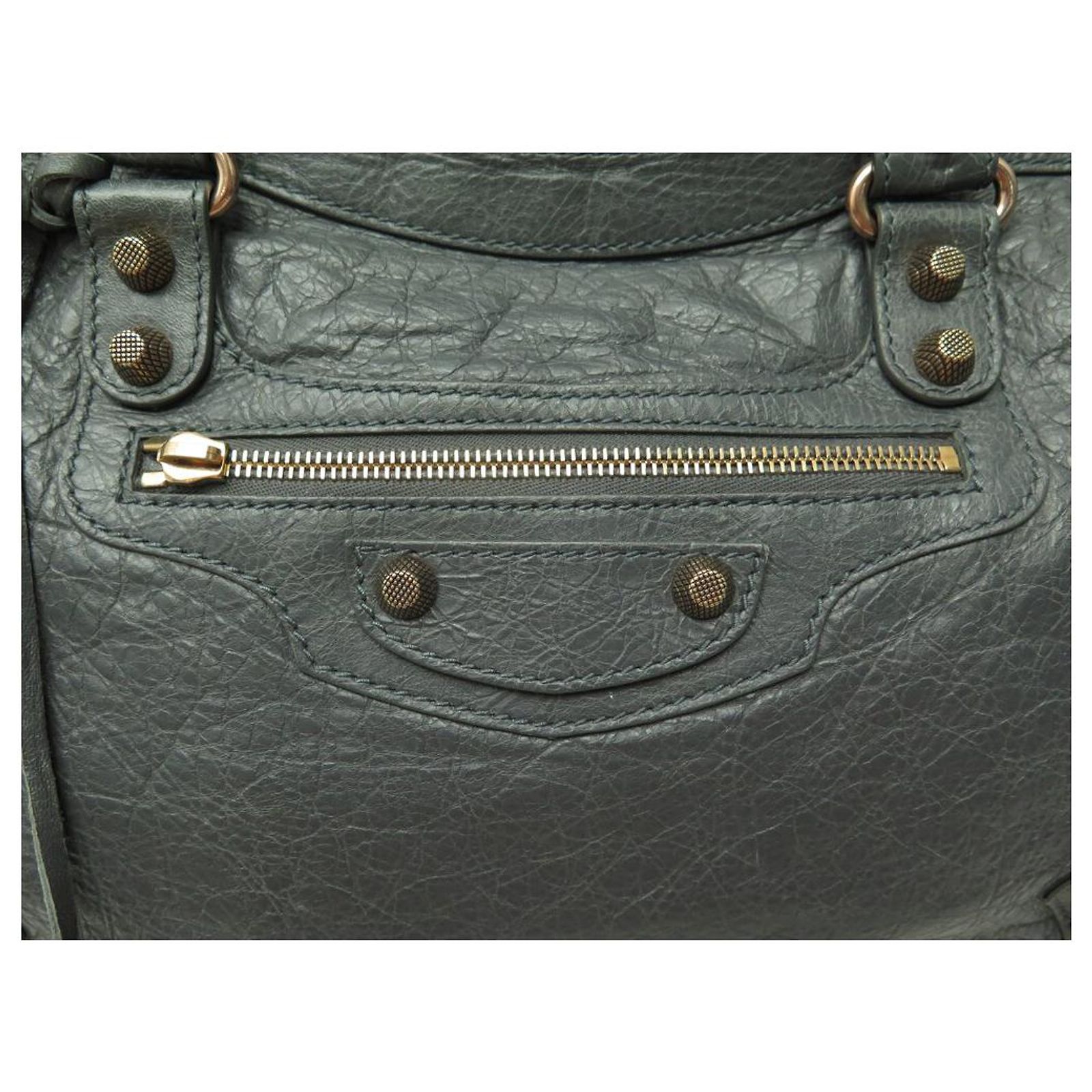 BALENCIAGA GIANT CITY 12 281770 GRAY LEATHER SHOULDER BAG Grey ref 