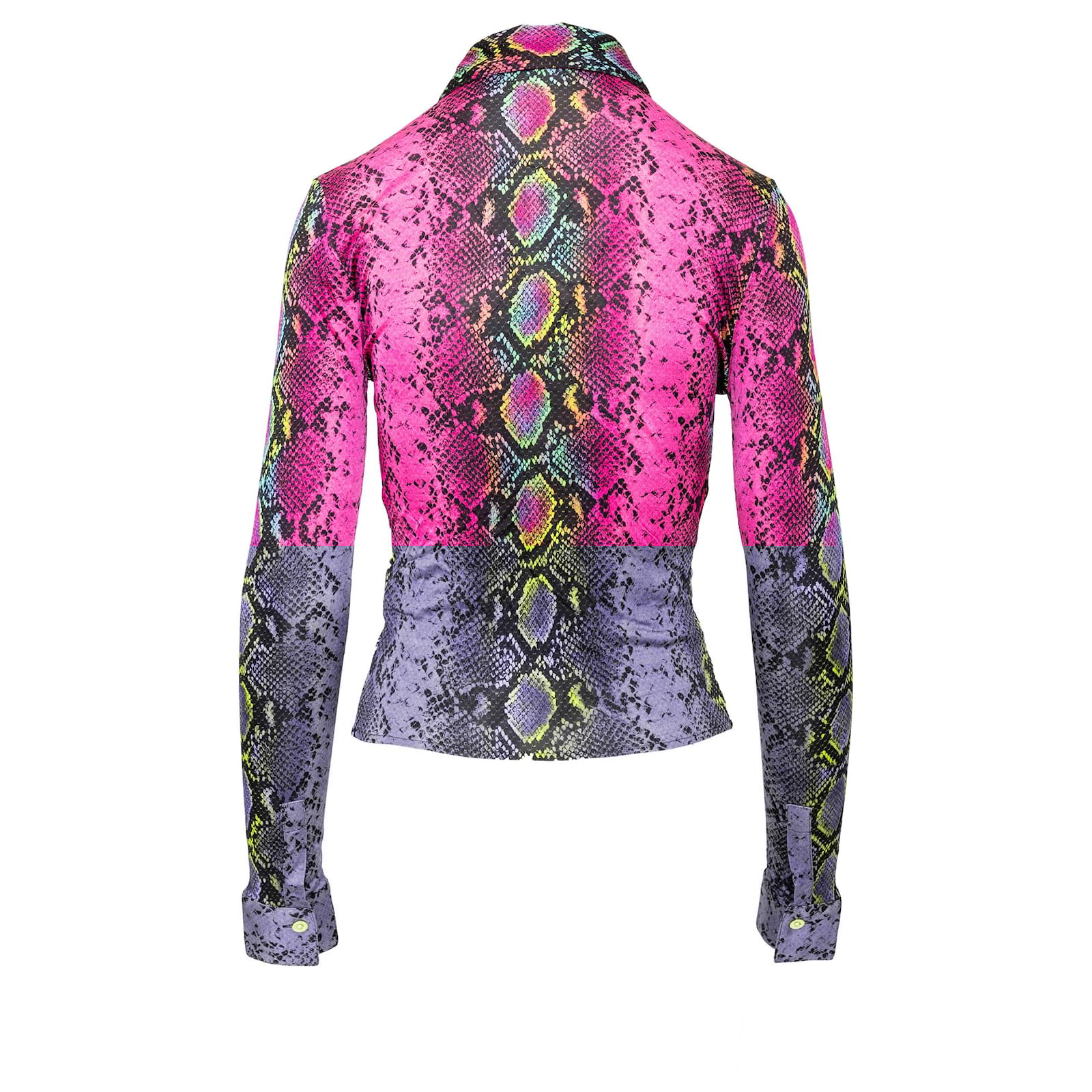 トップス VERSACE python pattern velour neck tee Pink T-shirt made of combined fabrics Versace - Vitkac Italy