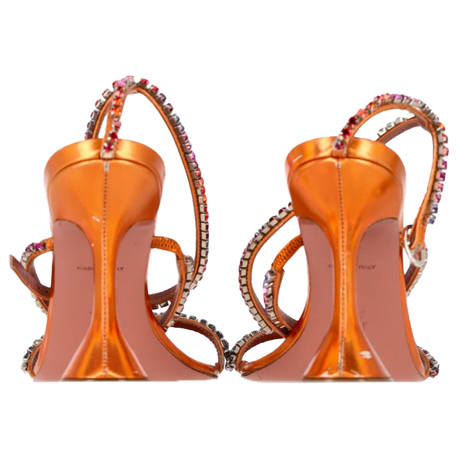 Escarpins Amina Muaddi 'Holli Glass' - Orange PVC - Talons 10,5 Cm - Taille 40,5 EU - Occasion