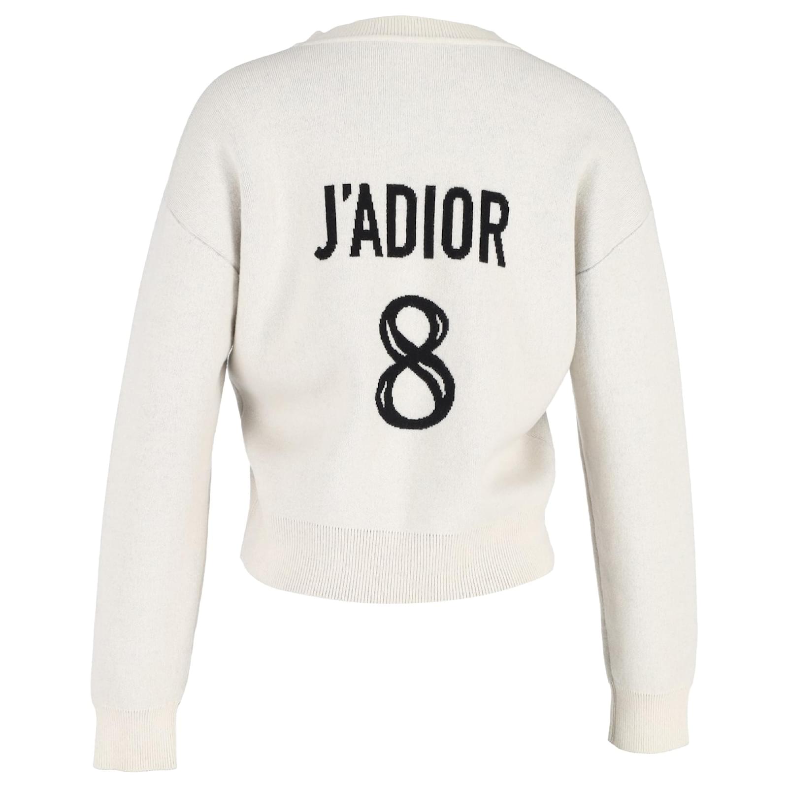 Christian Dior J'Adior 8 Crewneck Sweater in Cream Cashmere White