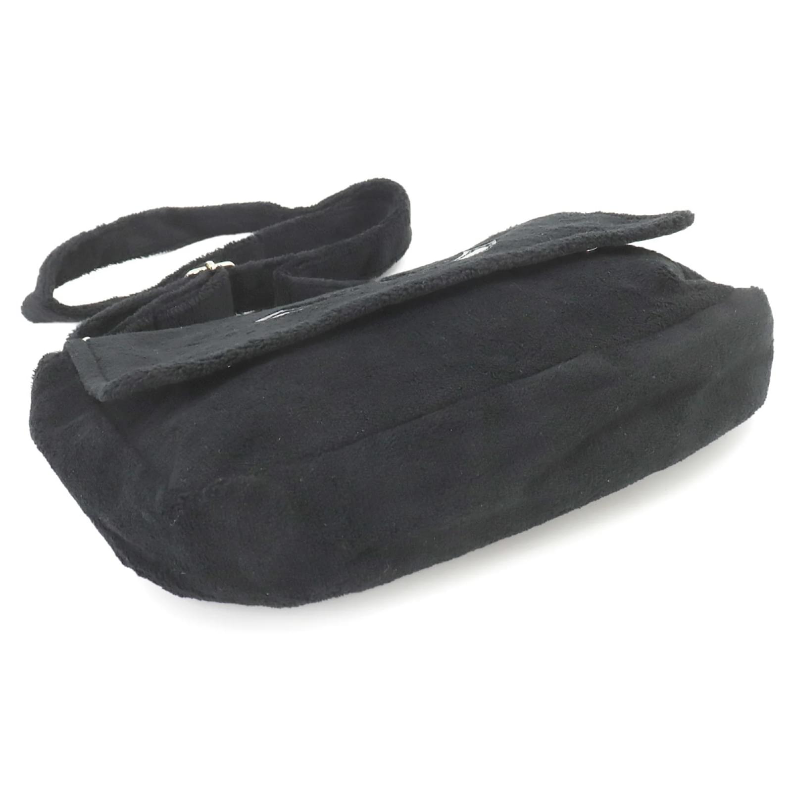 Chanel Precision Coco Mark Shoulder Bag Black Faux fur ref