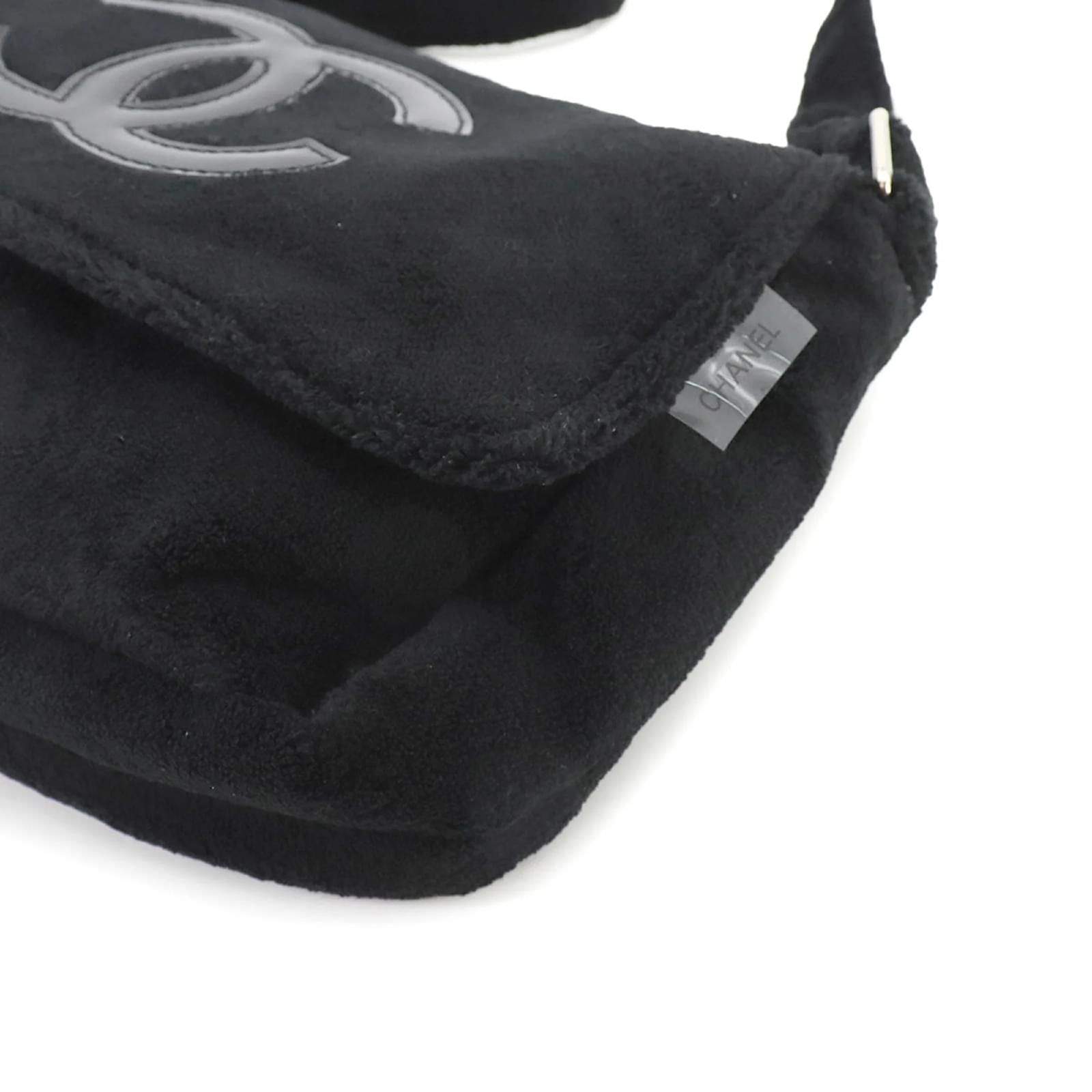 Chanel Precision Coco Mark Shoulder Bag Black Faux fur ref