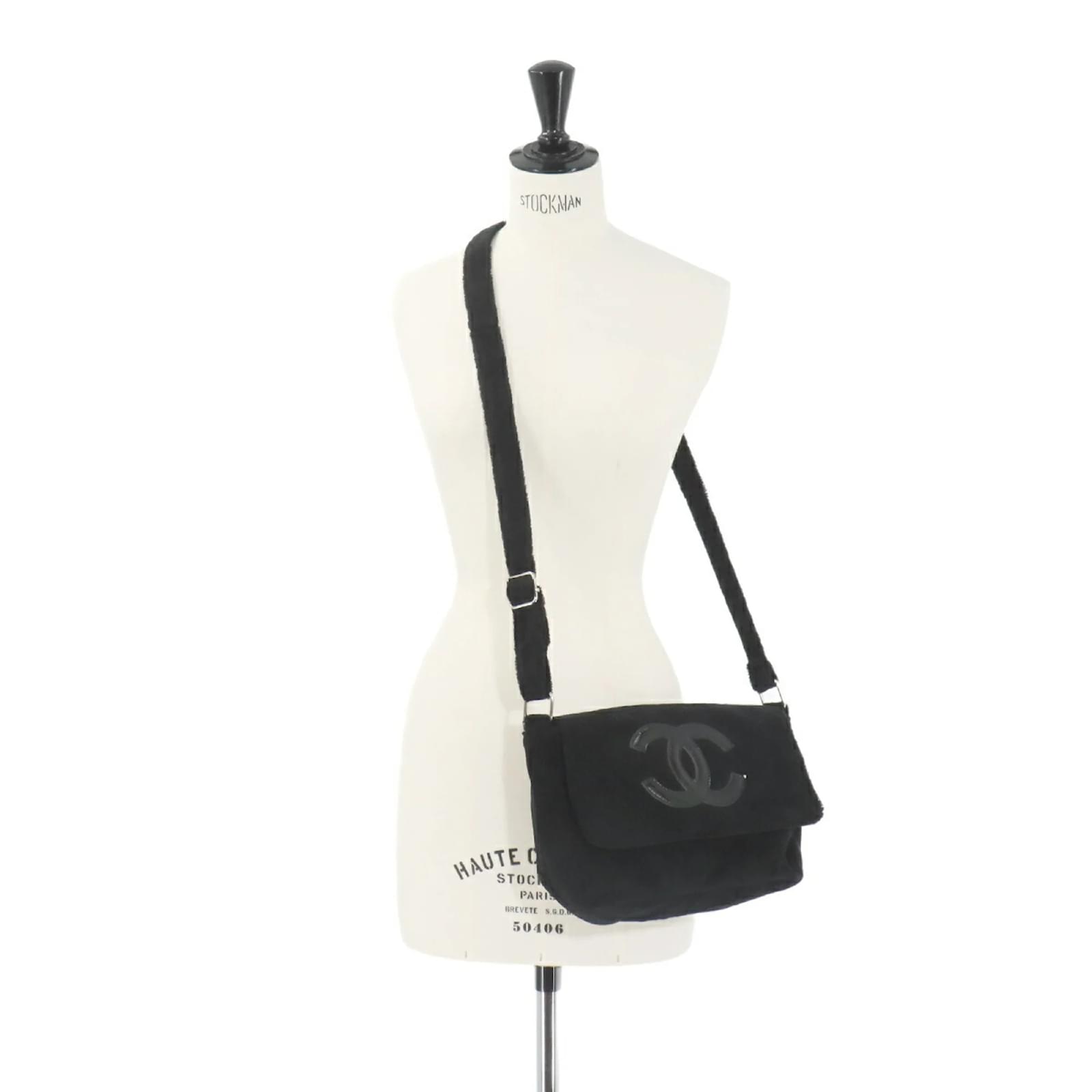 Chanel Precision Coco Mark Shoulder Bag Black Faux fur ref