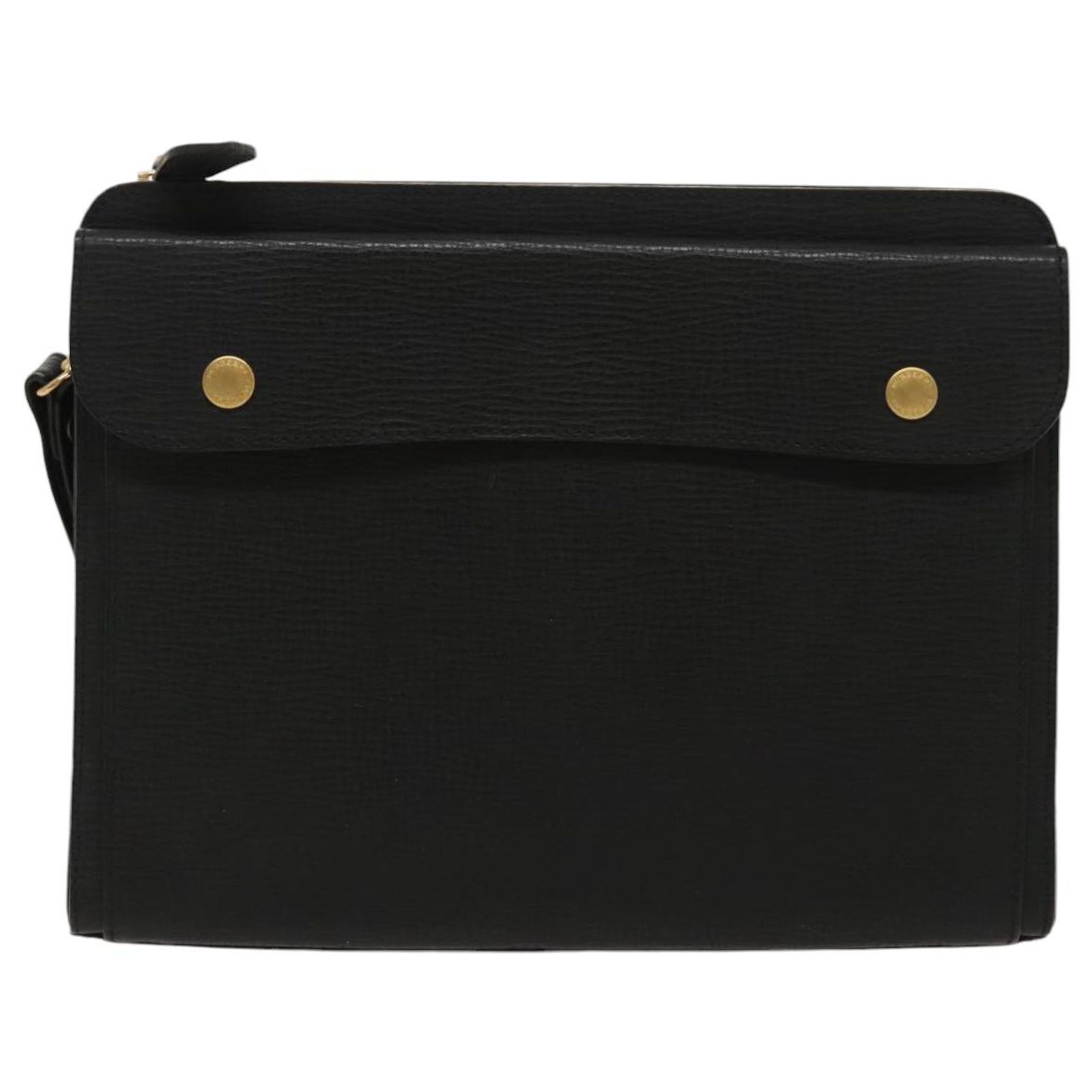 Burberry Black Leather Bag with Gold Box BURBERRY Waist Bag Leather Black Gold Auth bs29795 | eBay main image 3