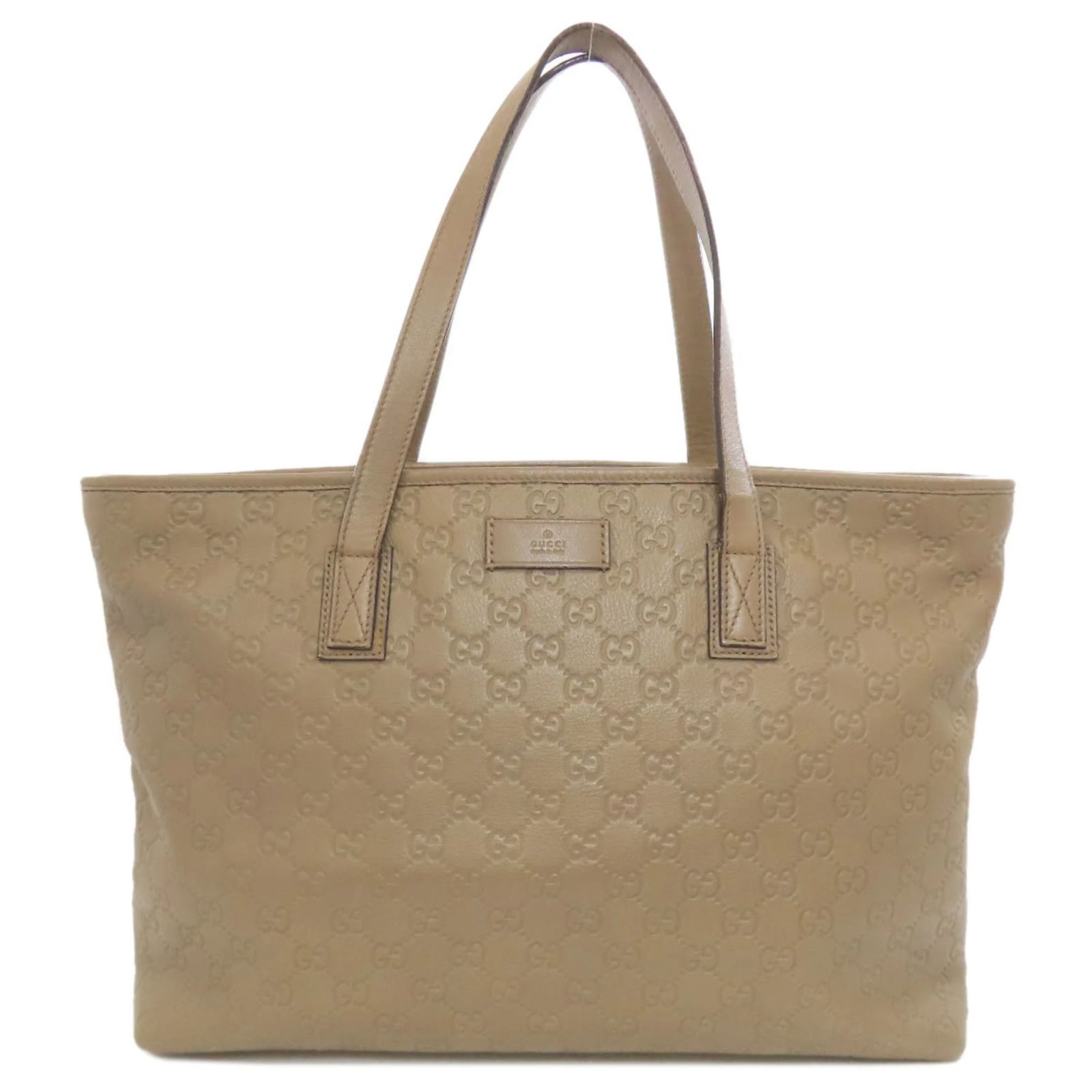 Gucci 211137 GG Signature Shima Tote Bag Brown Leather ref 