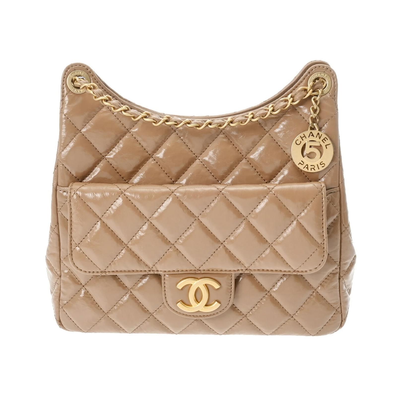 Chanel Matelasse Small Hobo Bag Beige Leather ref.1841585 - Joli
