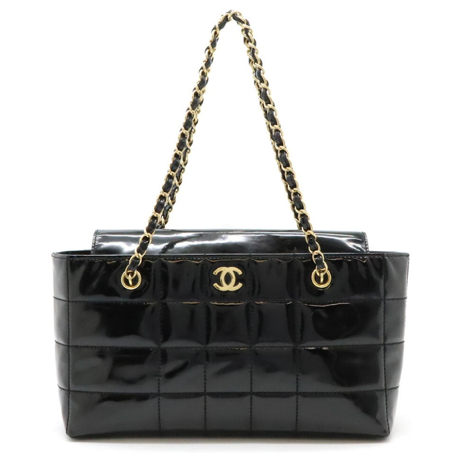 Chanel Chocolate Bar Coco Mark Tote Bag Black Leather ref