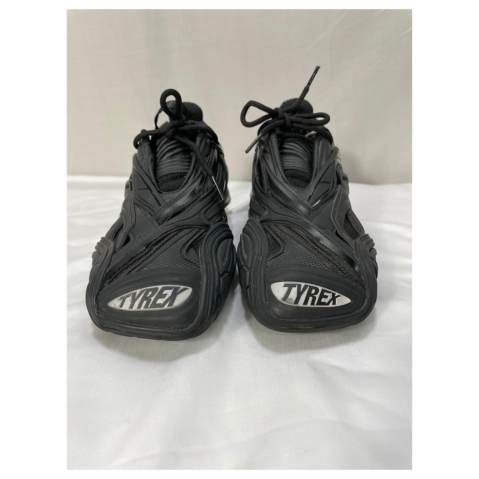 Balenciaga Tyrex Lace-Up Sneakers in Black Polyurethane Plastic