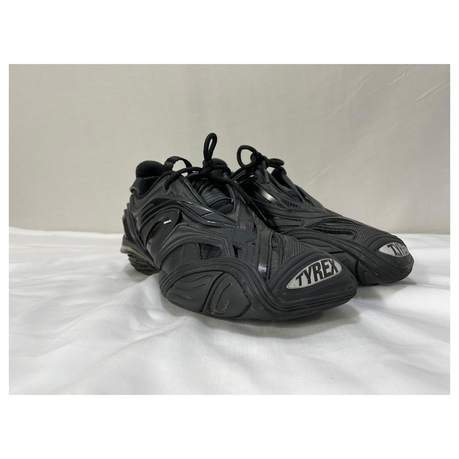 Balenciaga Tyrex Lace-Up Sneakers in Black Polyurethane Plastic