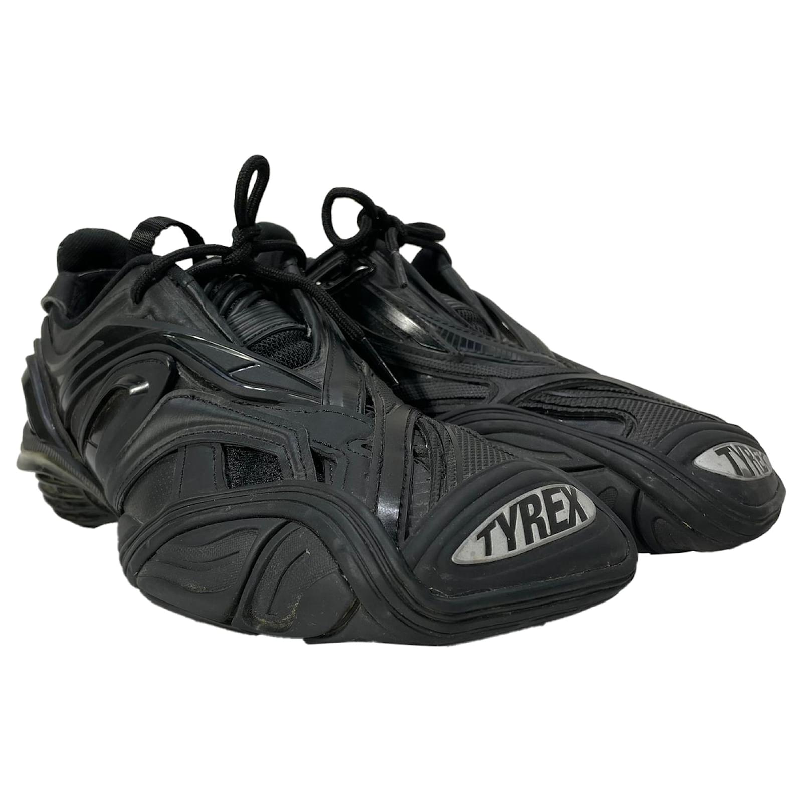 Balenciaga Tyrex Lace-Up Sneakers in Black Polyurethane Plastic