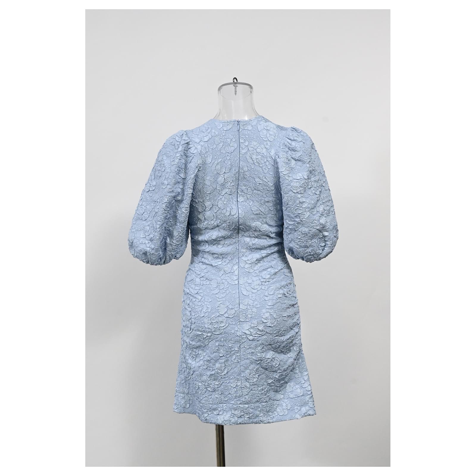 Ganni Recycled-Cloqu Mini Dress In Blue Recycled Polyester Light blue  ref.1844190 - Joli Closet