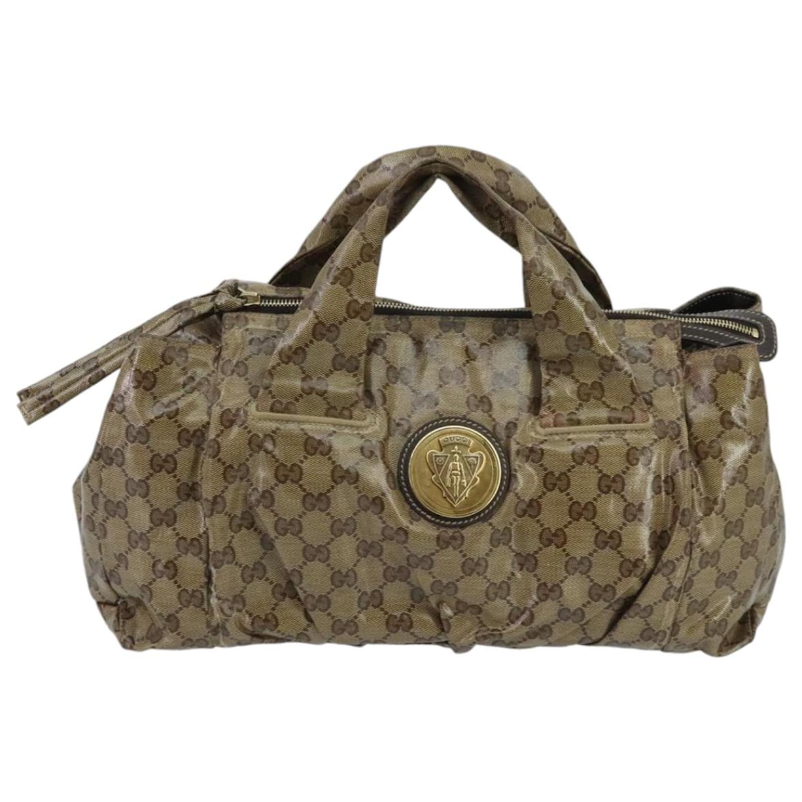 GUCCI ヴィンテージ ゴールド クレセントパーティーバッグ GUCCI GG Crystal Hand Bag Beige Gold 197020 Auth hk1740 Golden