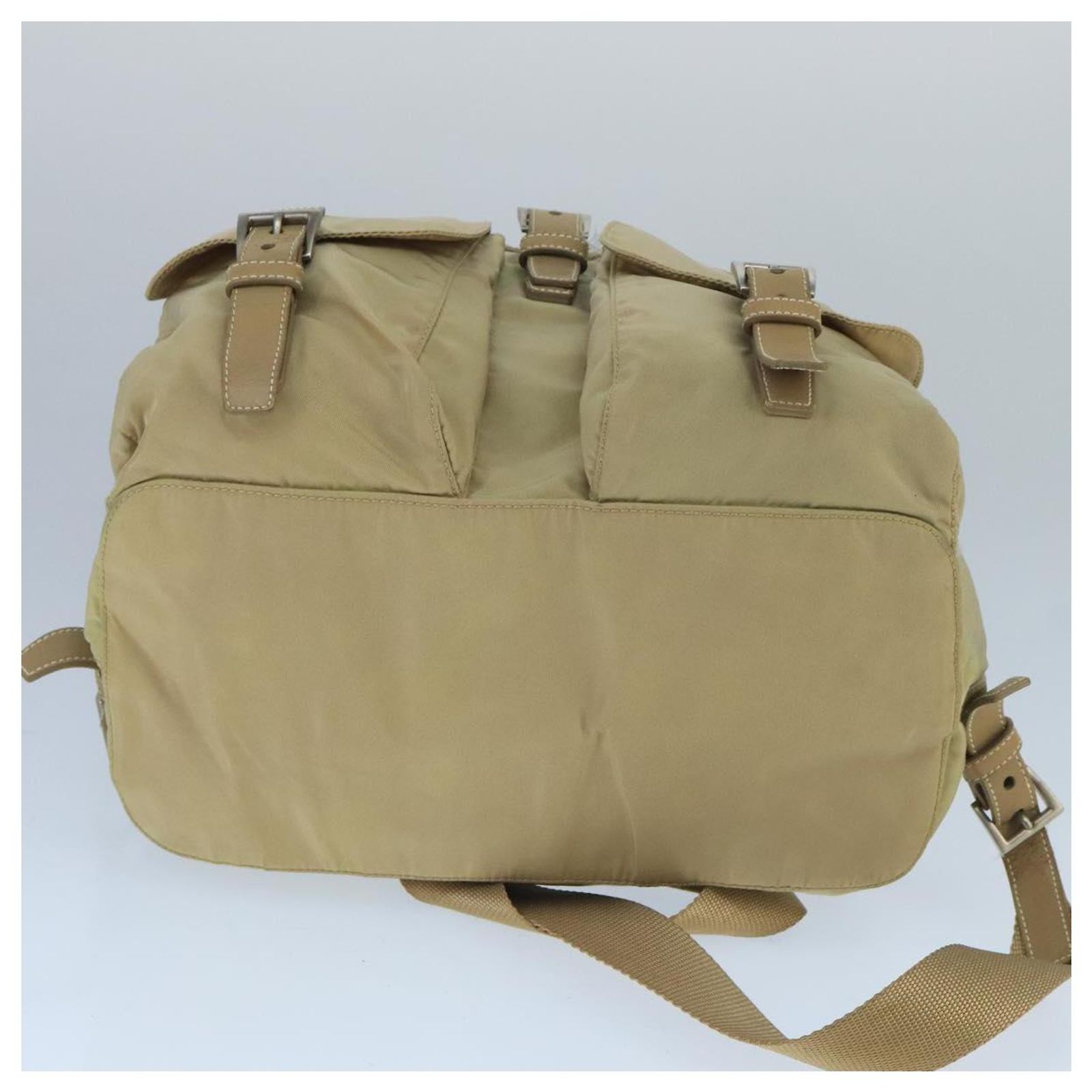 PRADA Backpack Nylon Khaki Silver Auth 99493 Silvery ref 