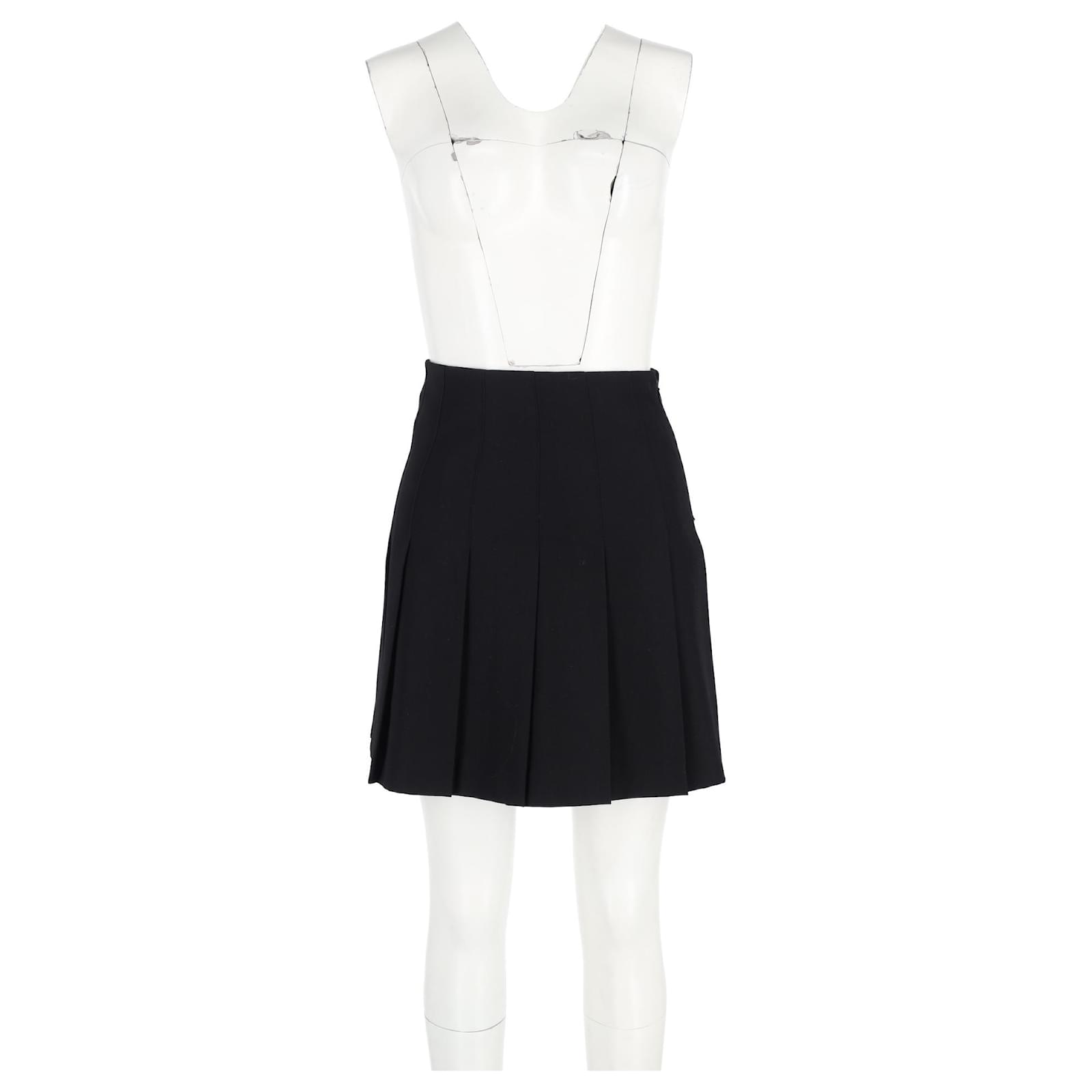 Alessandra Rich Pleated Mini Skirt in Black Wool ref.1847197
