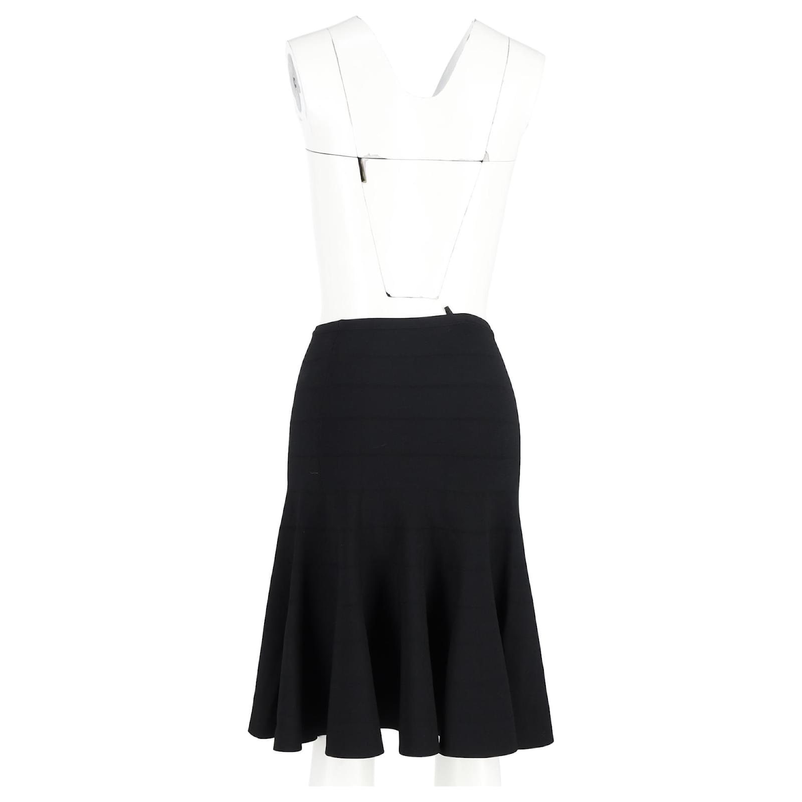 Jupe trompette noire en cuir synthétique pour femme - Élégante