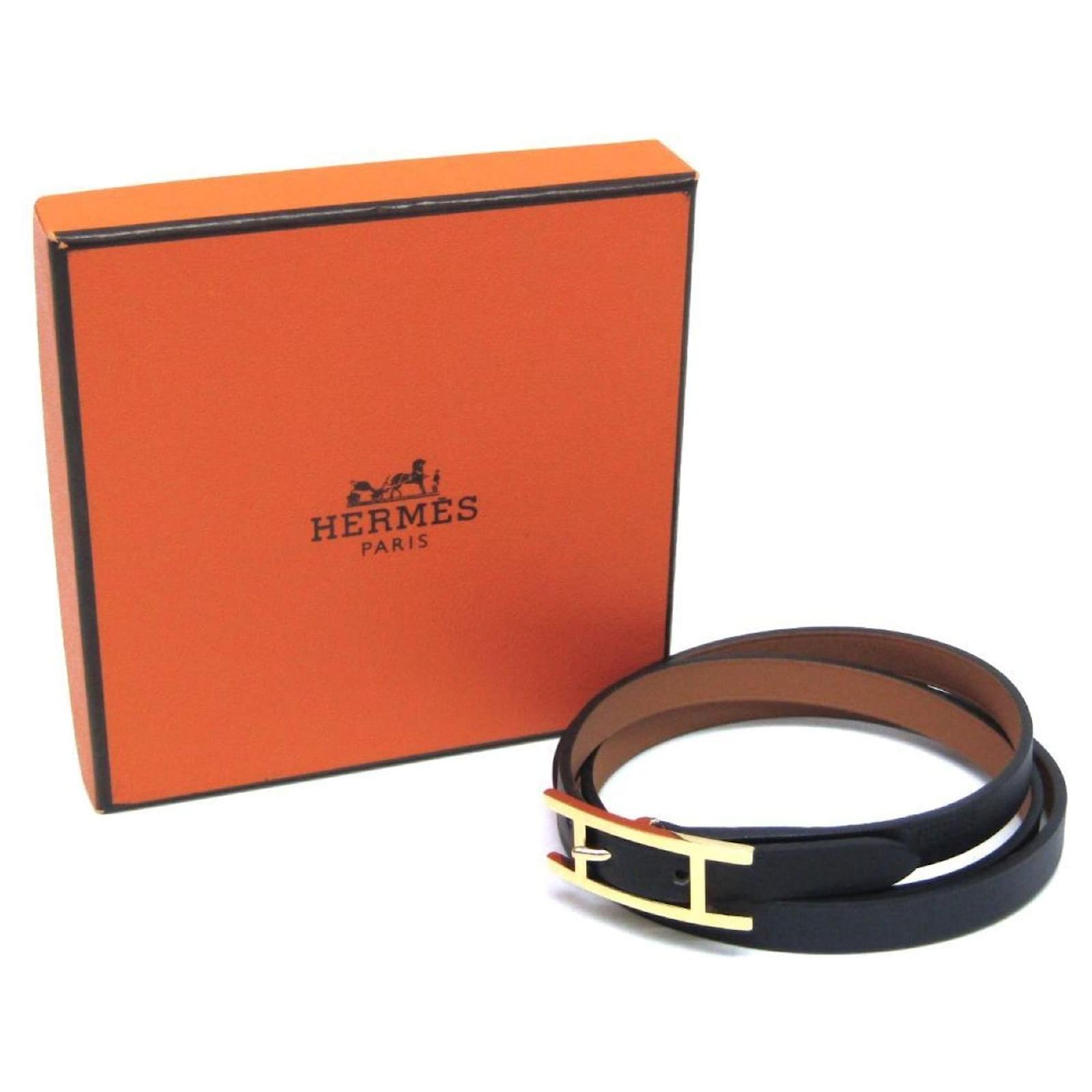 Hermès Hermes B-Api Choker Leather and Metal Wrap Bracelet