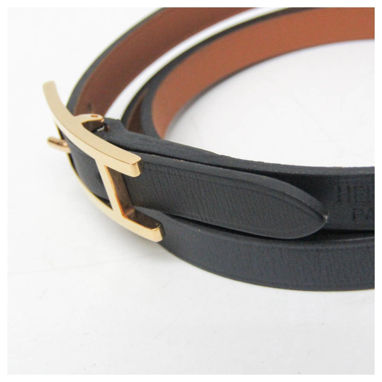 Hermès Hermes B-Api Choker Leather and Metal Wrap Bracelet