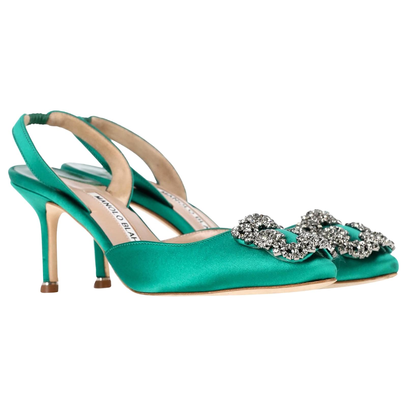 Manolo Blahnik Hangisi70 Embellished Slingback Pumps in
