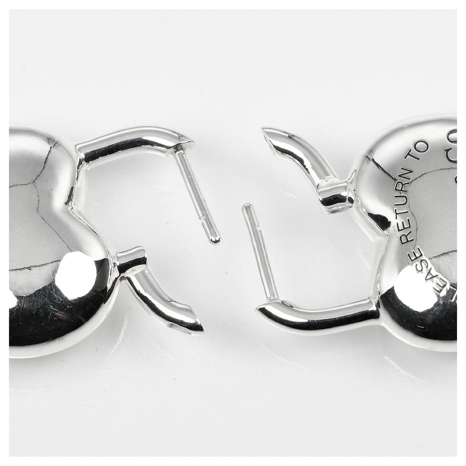 Tiffany & Co Silver 925 Full Heart Earrings Silvery Metallic