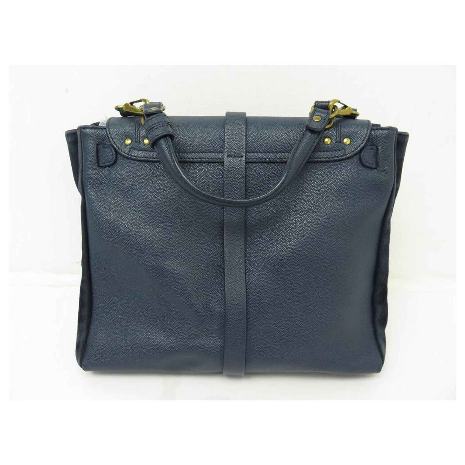 JEROME DREYFUSS EDOUARD LEATHER AND SUEDE SHOULDER BAG Navy blue 