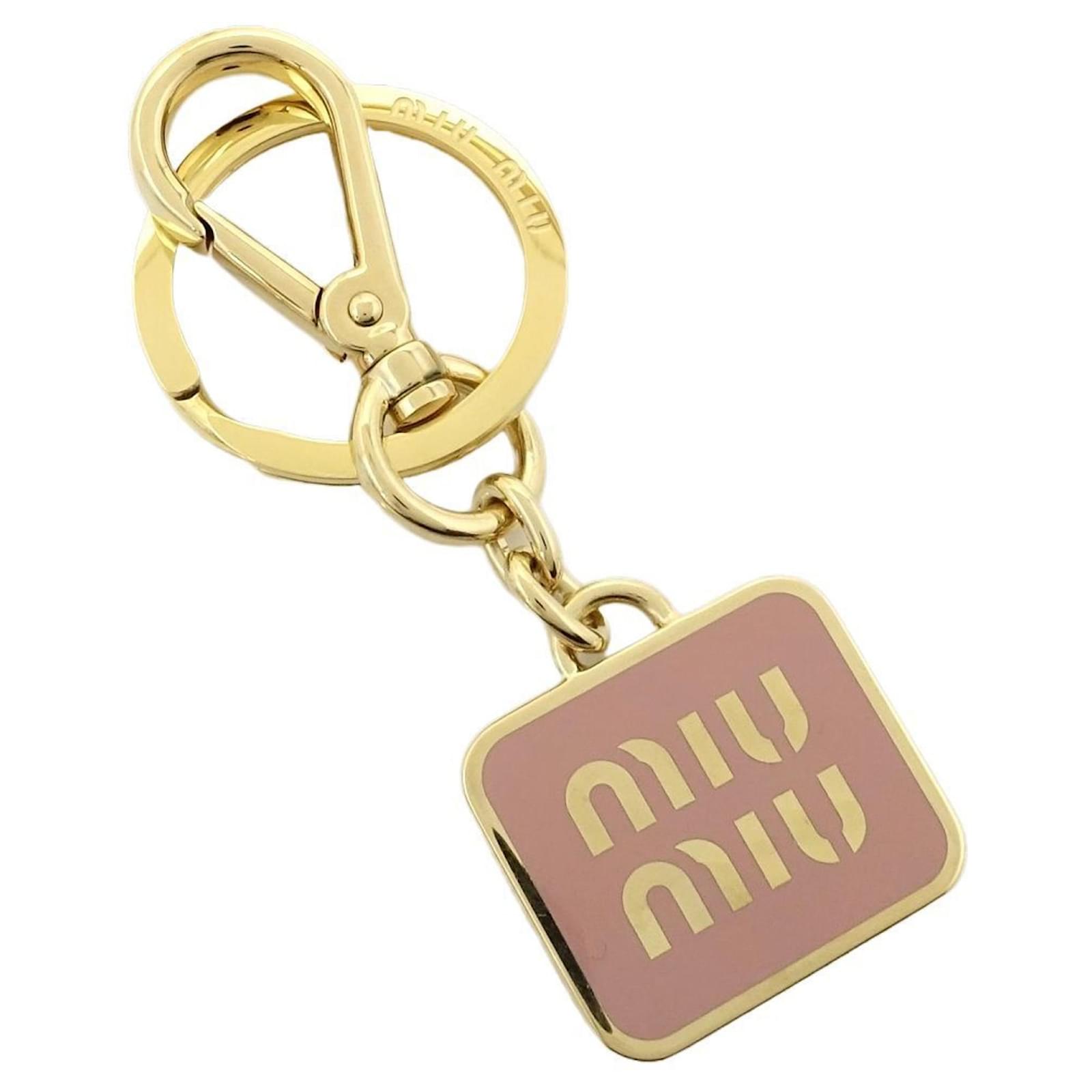 Miu Miu Gold and Pink Keyring Golden Metal ref.1855844